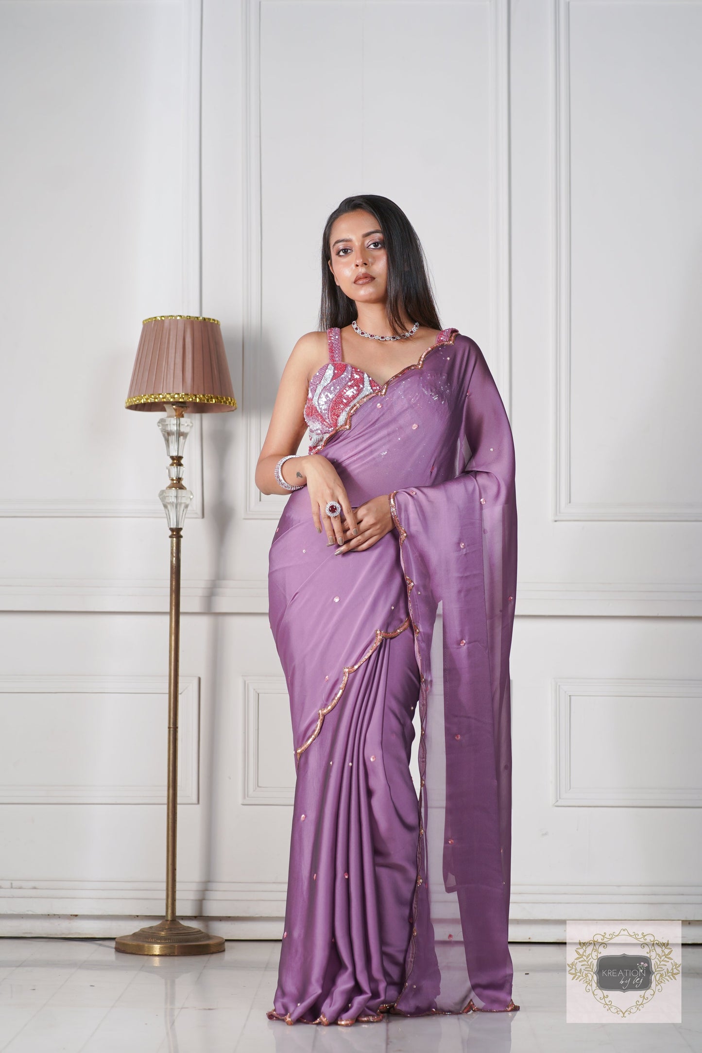 Lavender Cocktail Saree kreationbykj