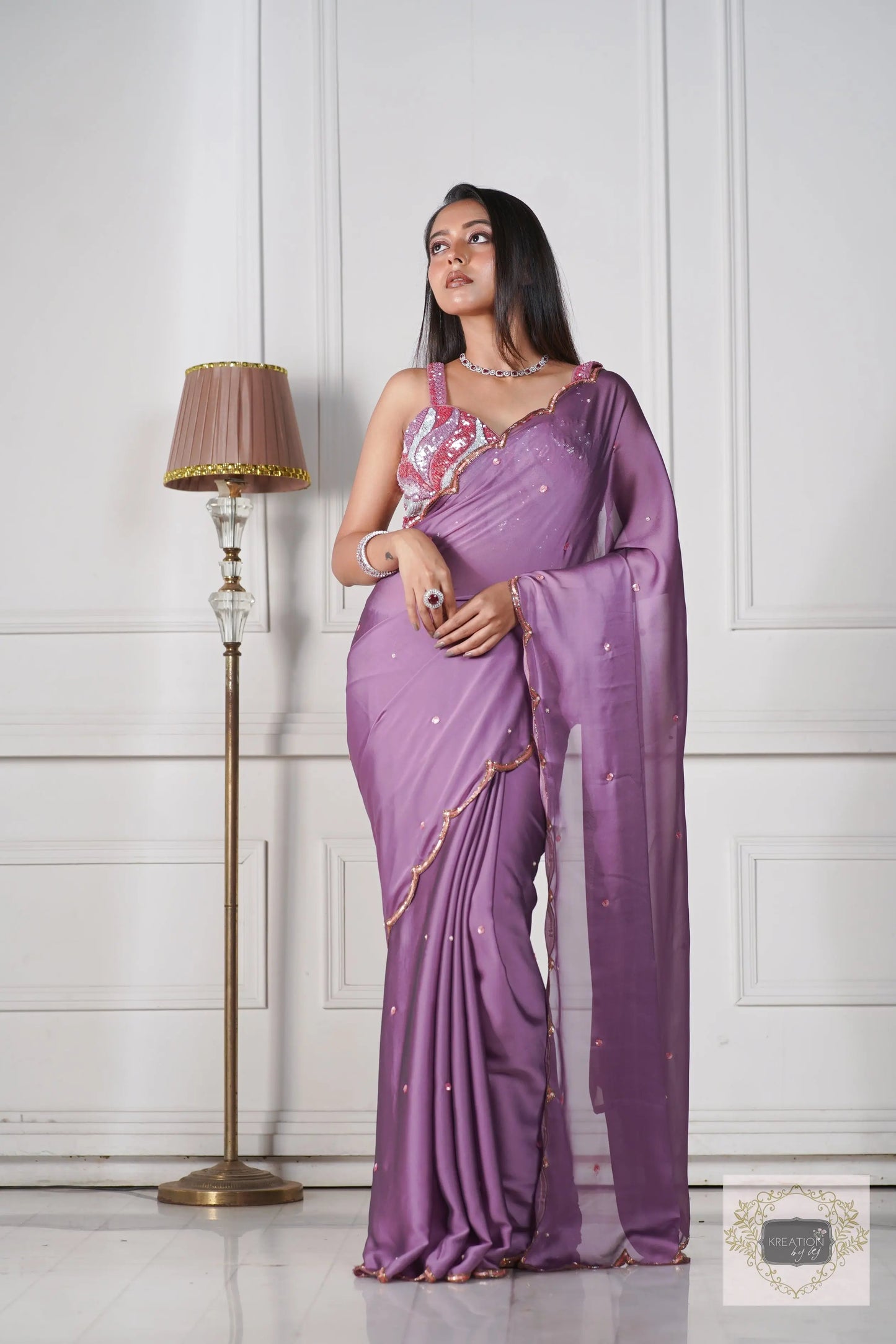 Lavender Cocktail Saree kreationbykj