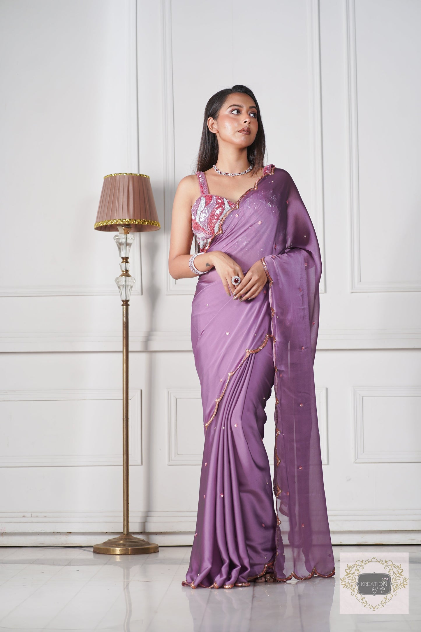 Lavender Cocktail Saree kreationbykj