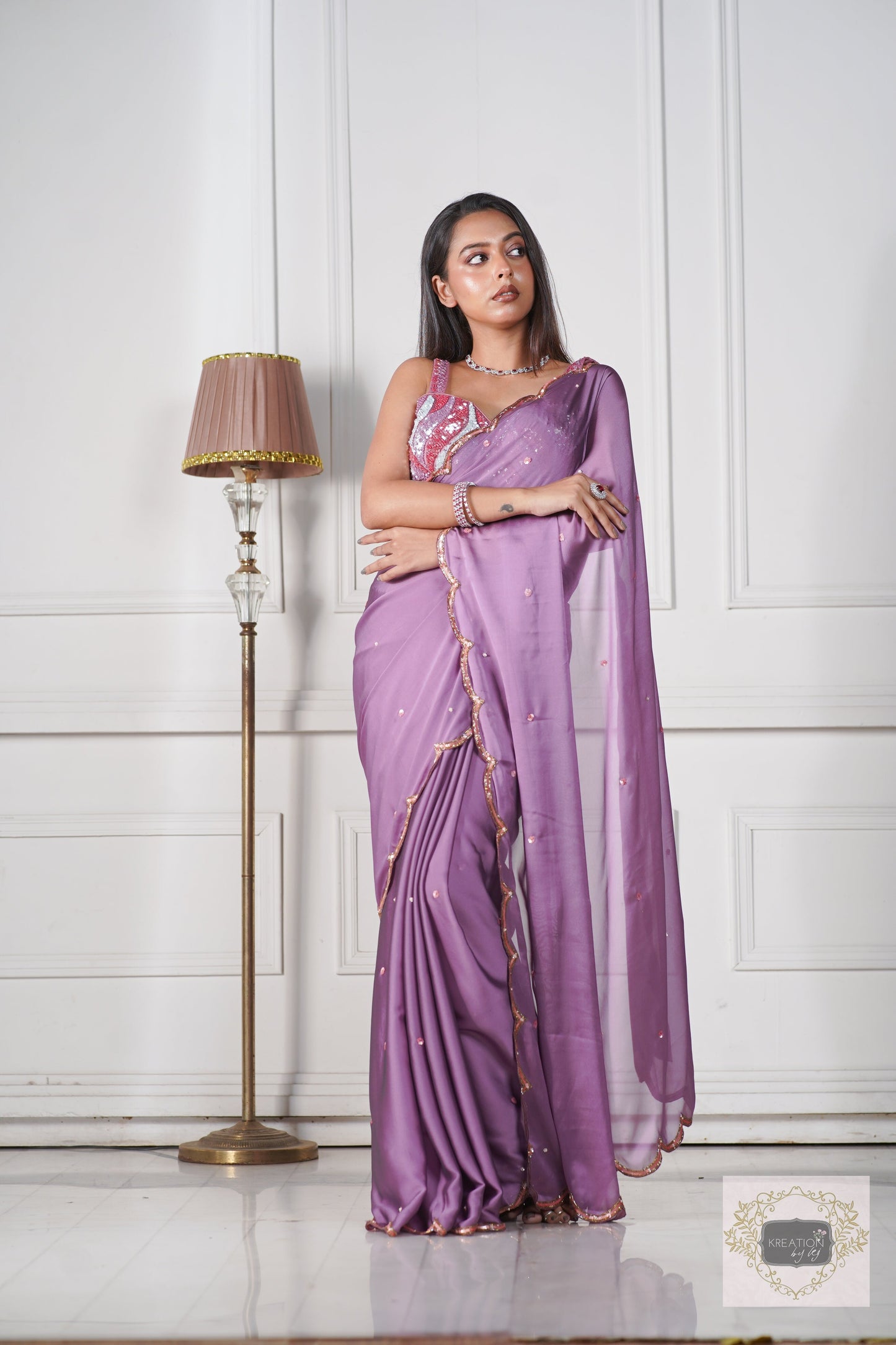 Lavender Cocktail Saree kreationbykj