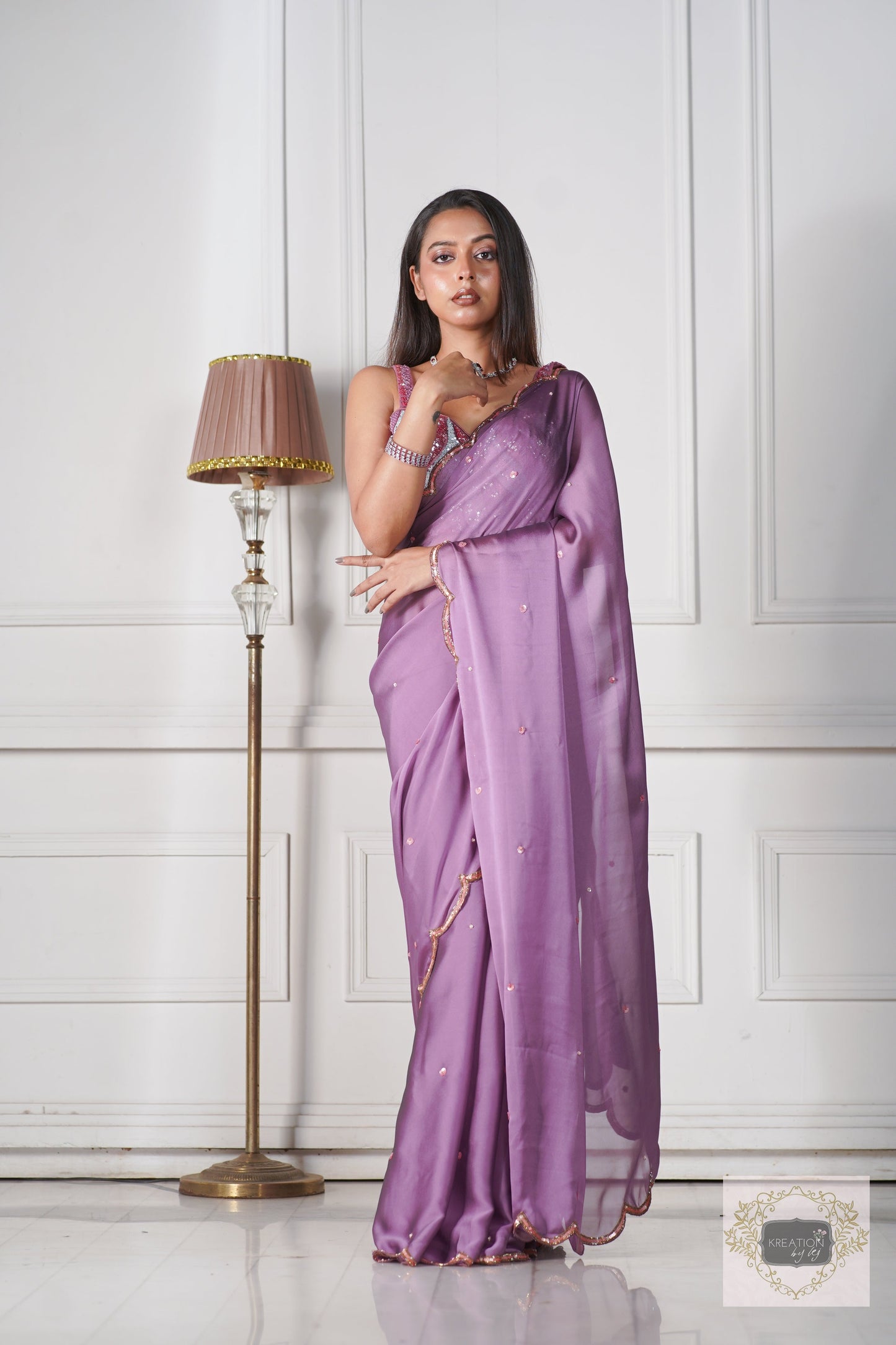 Lavender Cocktail Saree kreationbykj