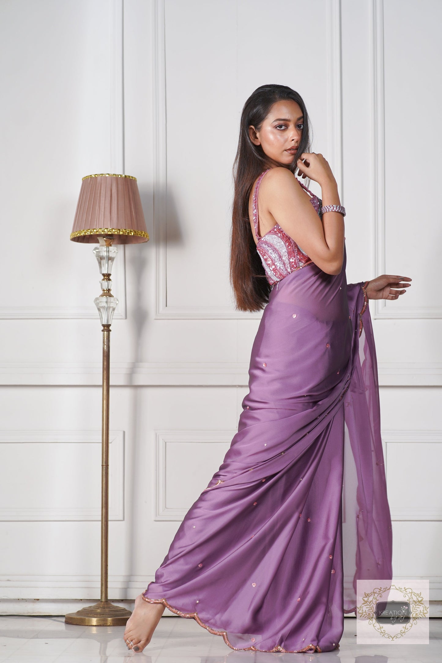 Lavender Cocktail Saree kreationbykj
