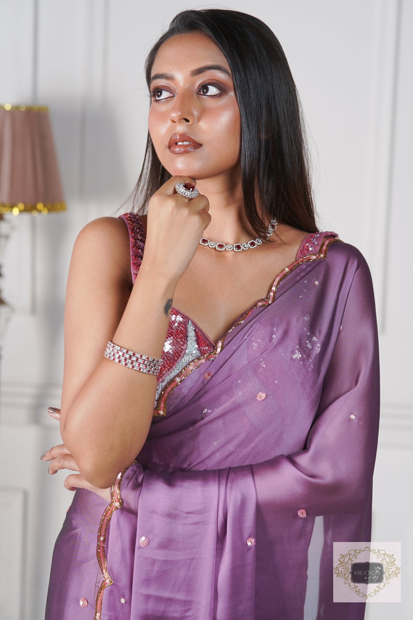 Lavender Cocktail Saree kreationbykj