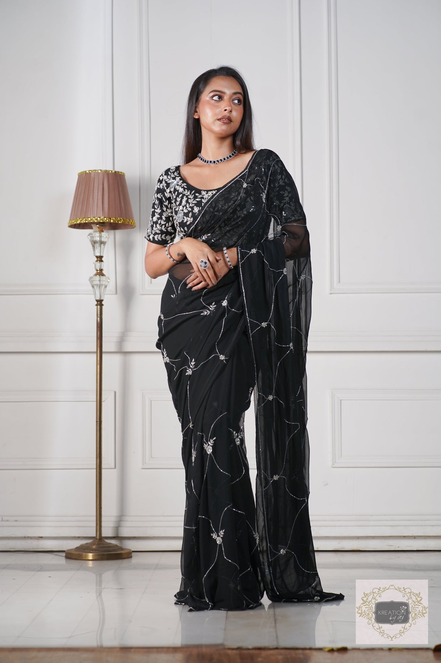 Black Georgette Kashish Saree kreationbykj