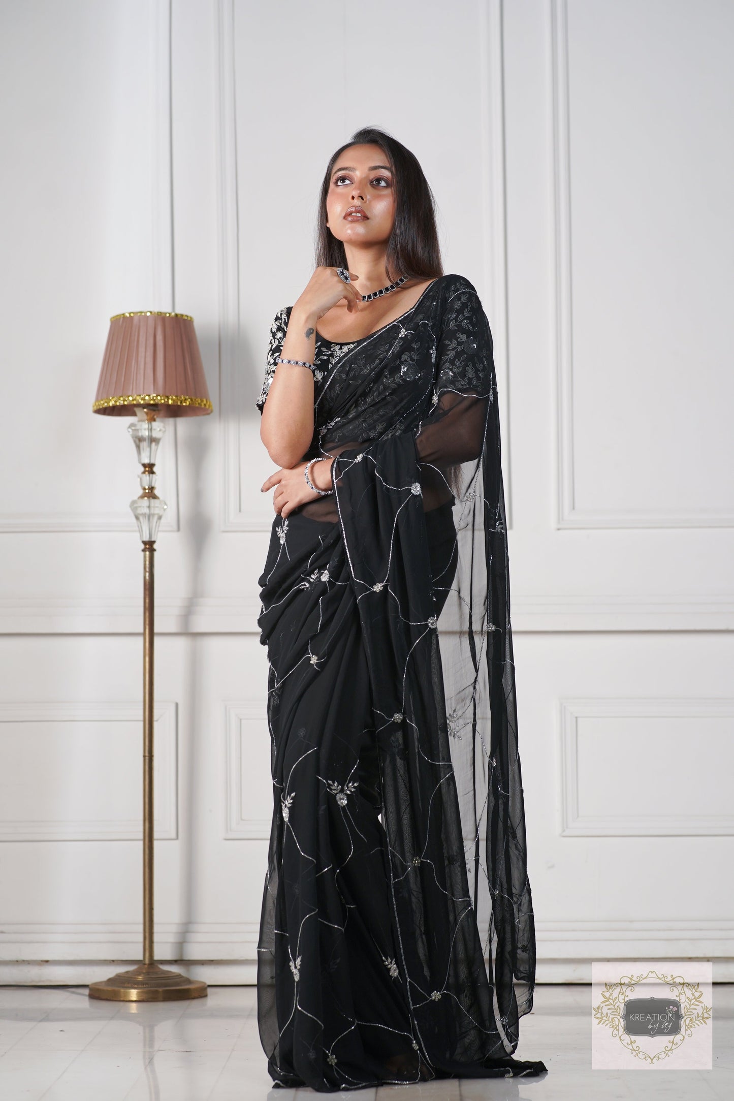 Black Georgette Kashish Saree kreationbykj
