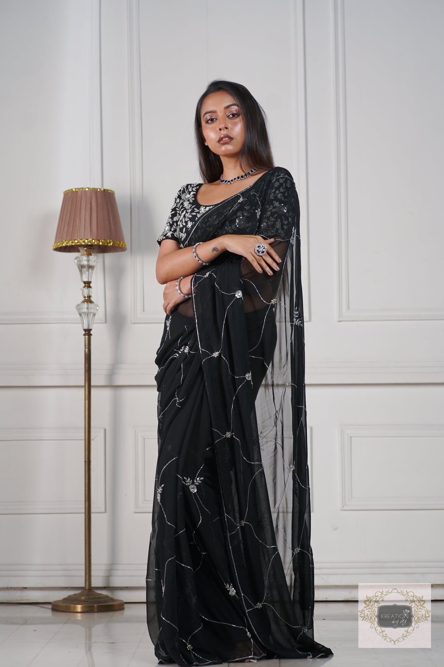Black Georgette Kashish Saree kreationbykj