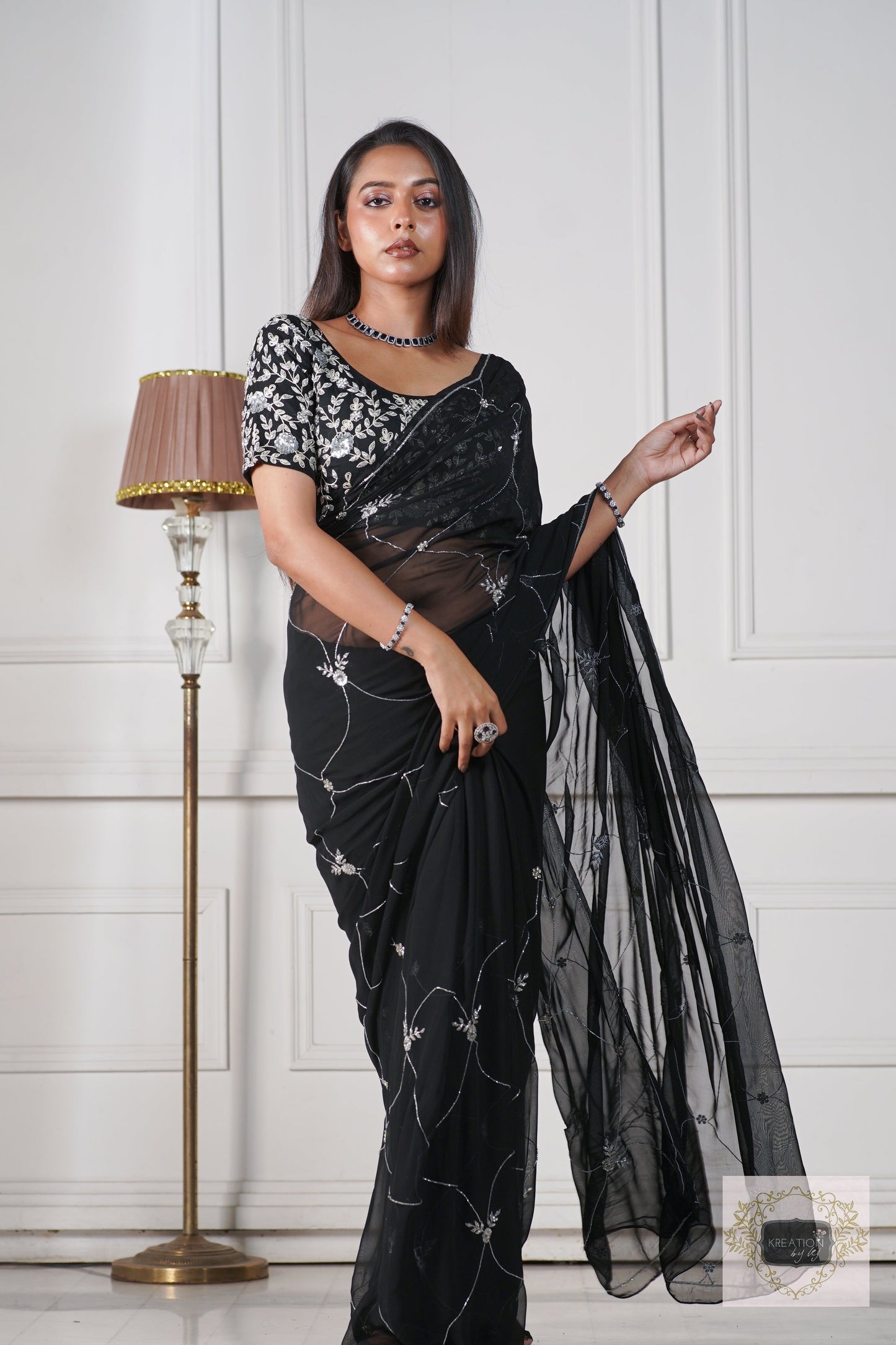 Black Georgette Kashish Saree kreationbykj