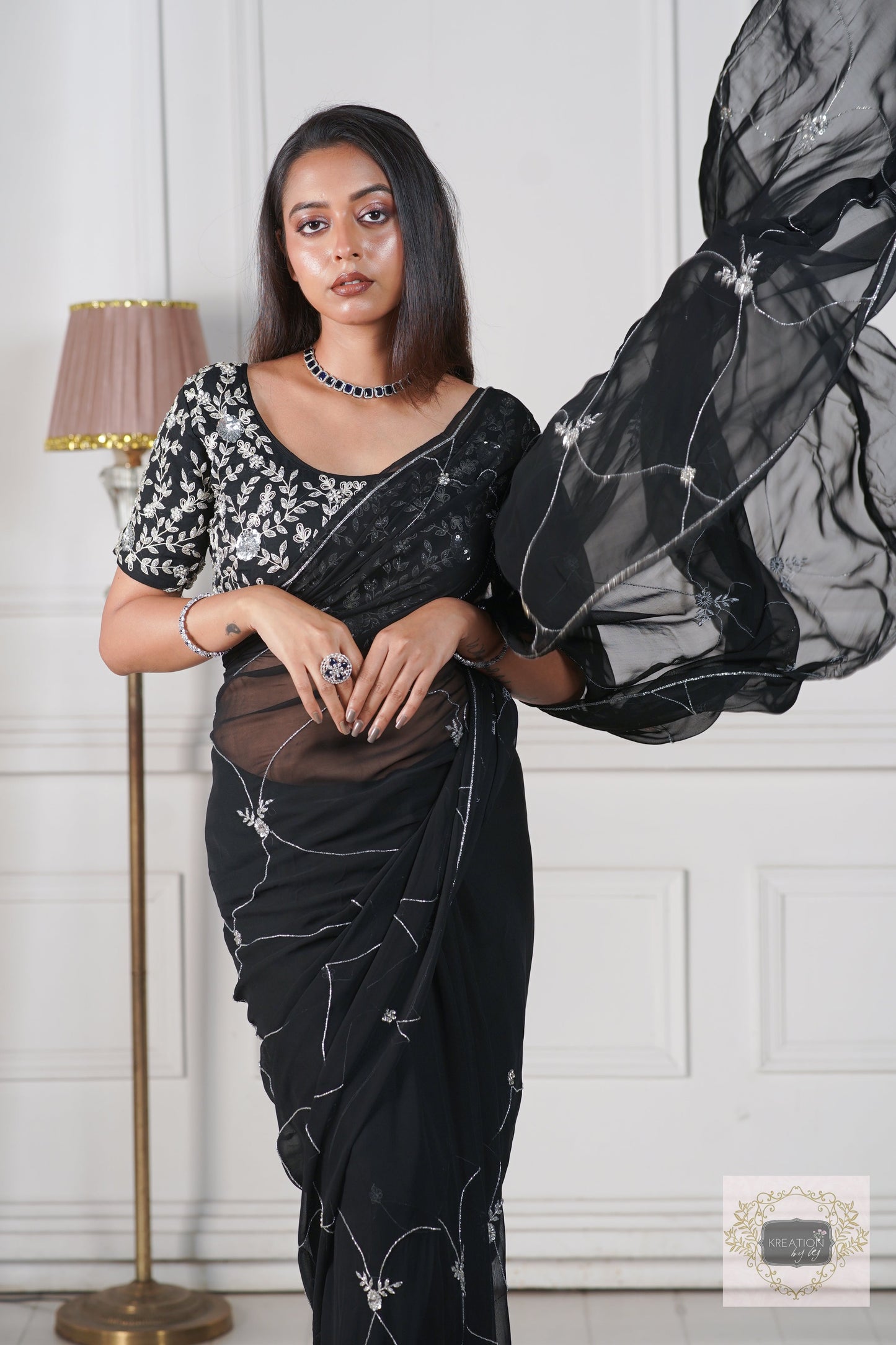 Black Georgette Kashish Saree kreationbykj