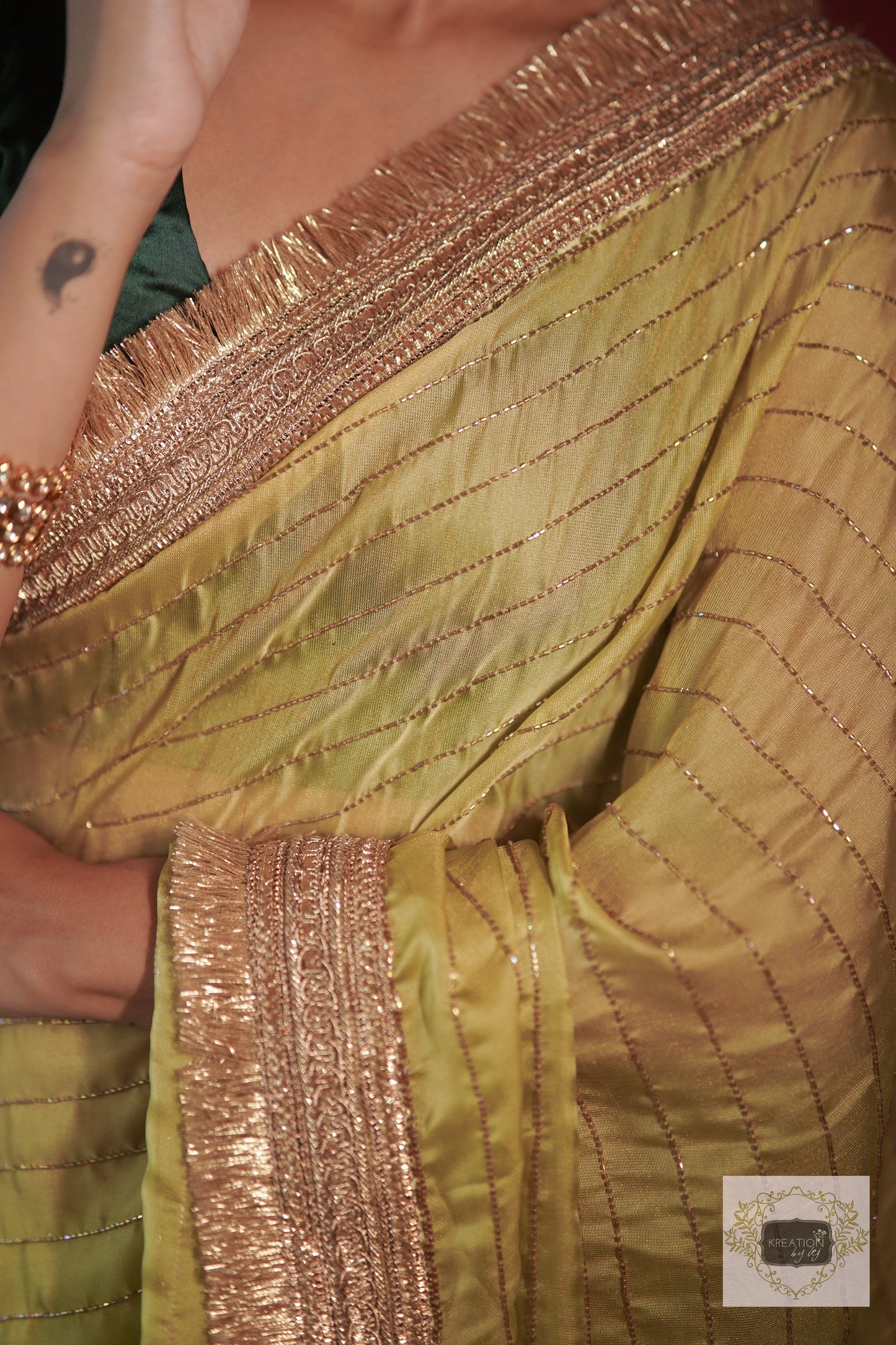 Pista Green Noorani Banno Saree kreationbykj