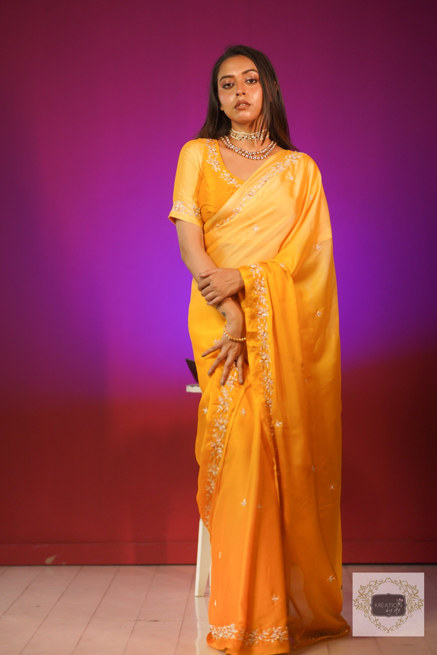 Amber Radiance Ombré Chandani Saree kreationbykj.in