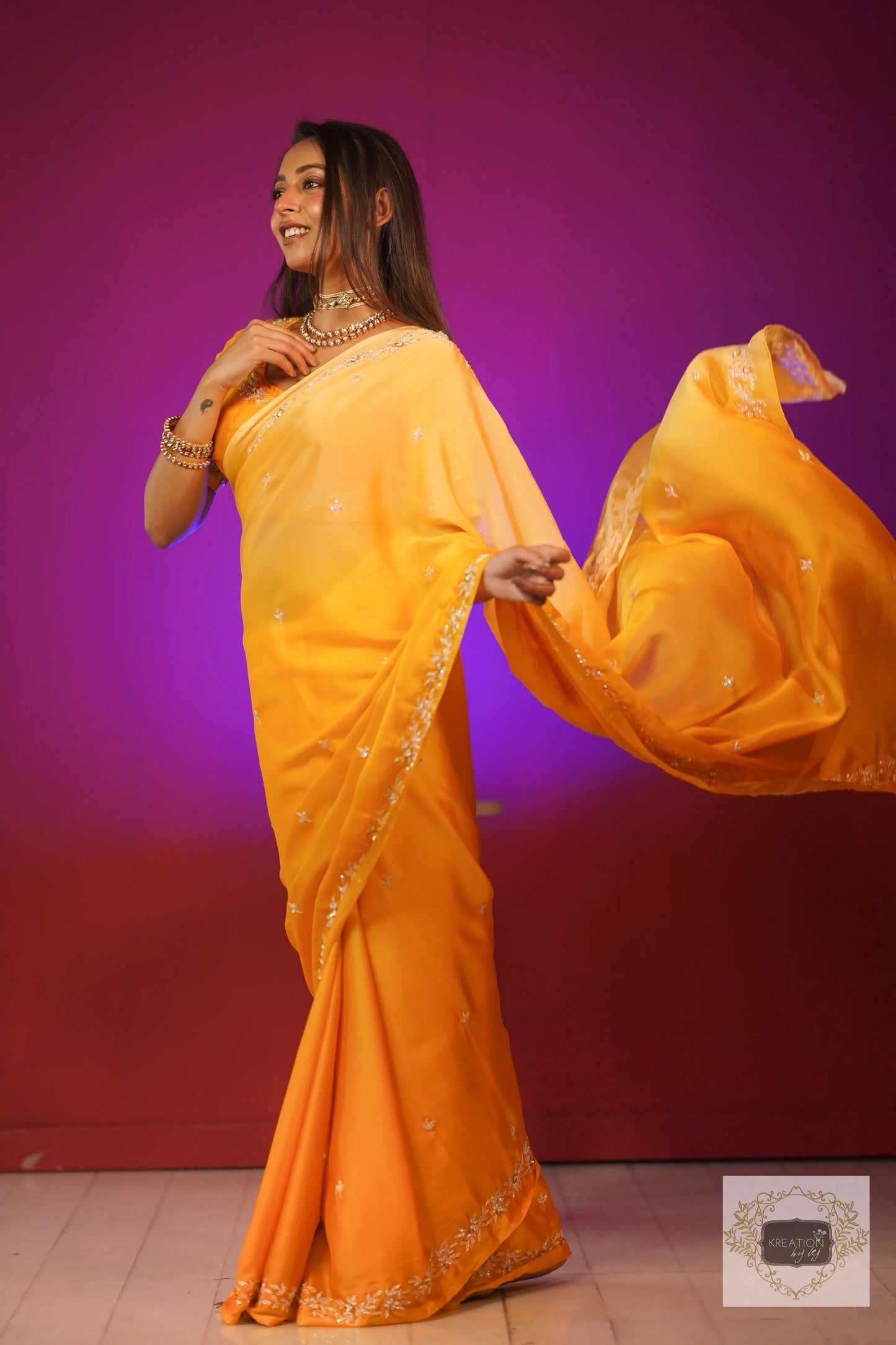 Amber Radiance Ombré Chandani Saree kreationbykj.in