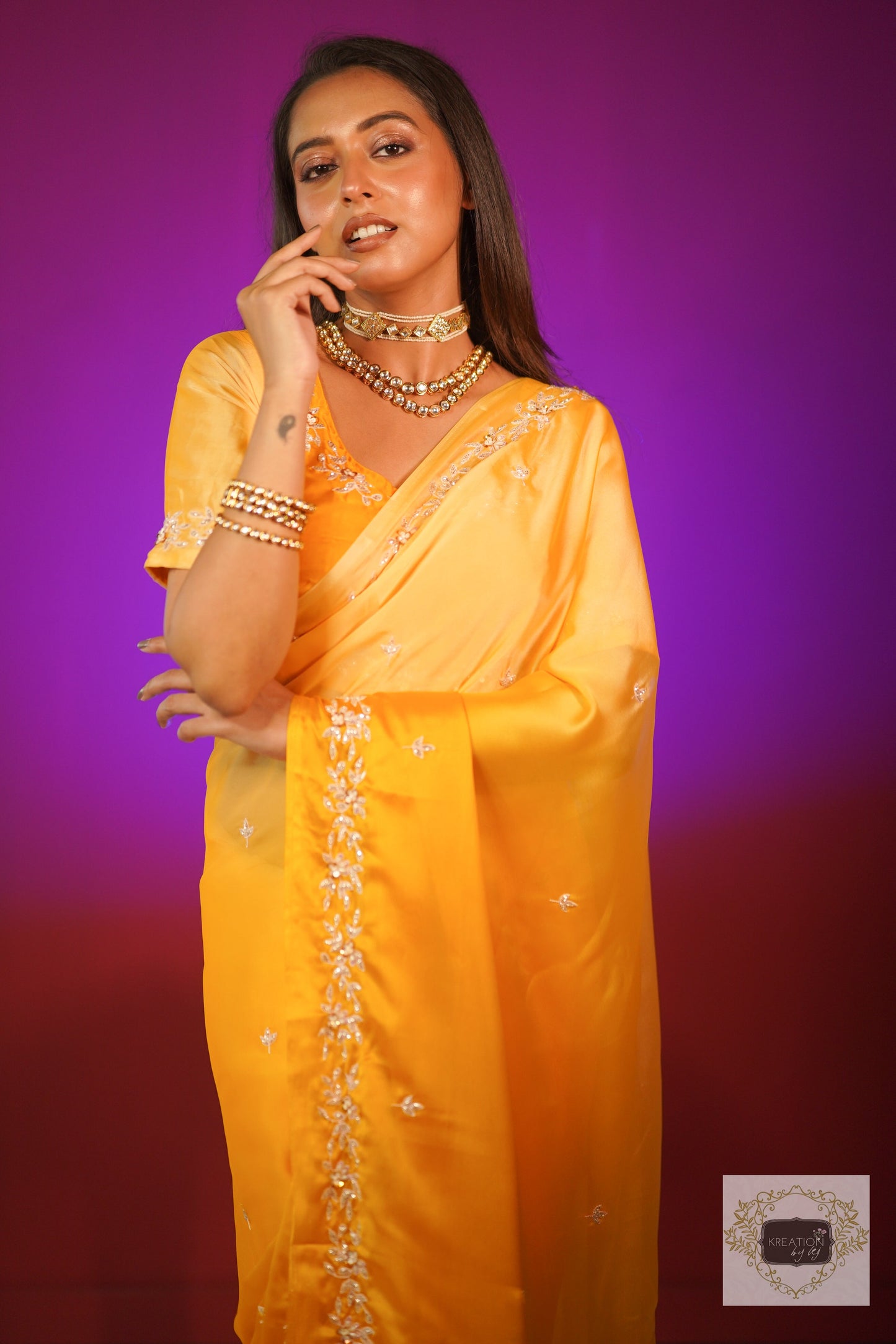 Amber Radiance Ombré Chandani Saree kreationbykj.in