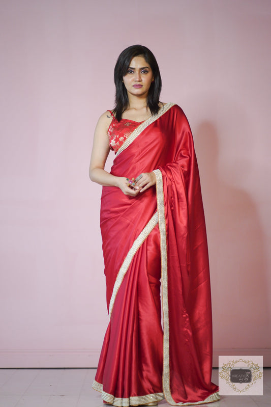 Surkh Laal Mother of Pearl Saree kreationbykj