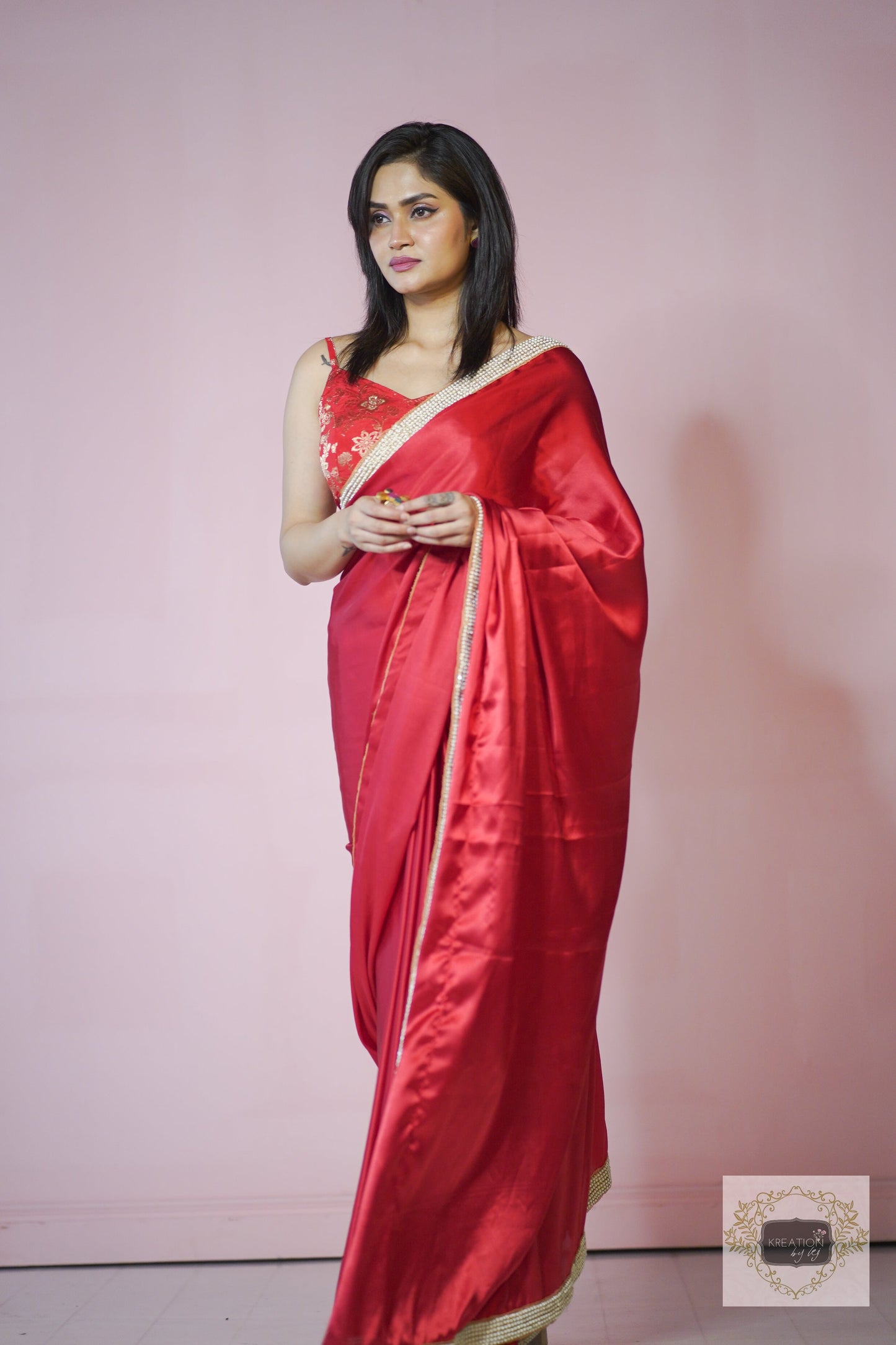 Surkh Laal Mother of Pearl Saree kreationbykj