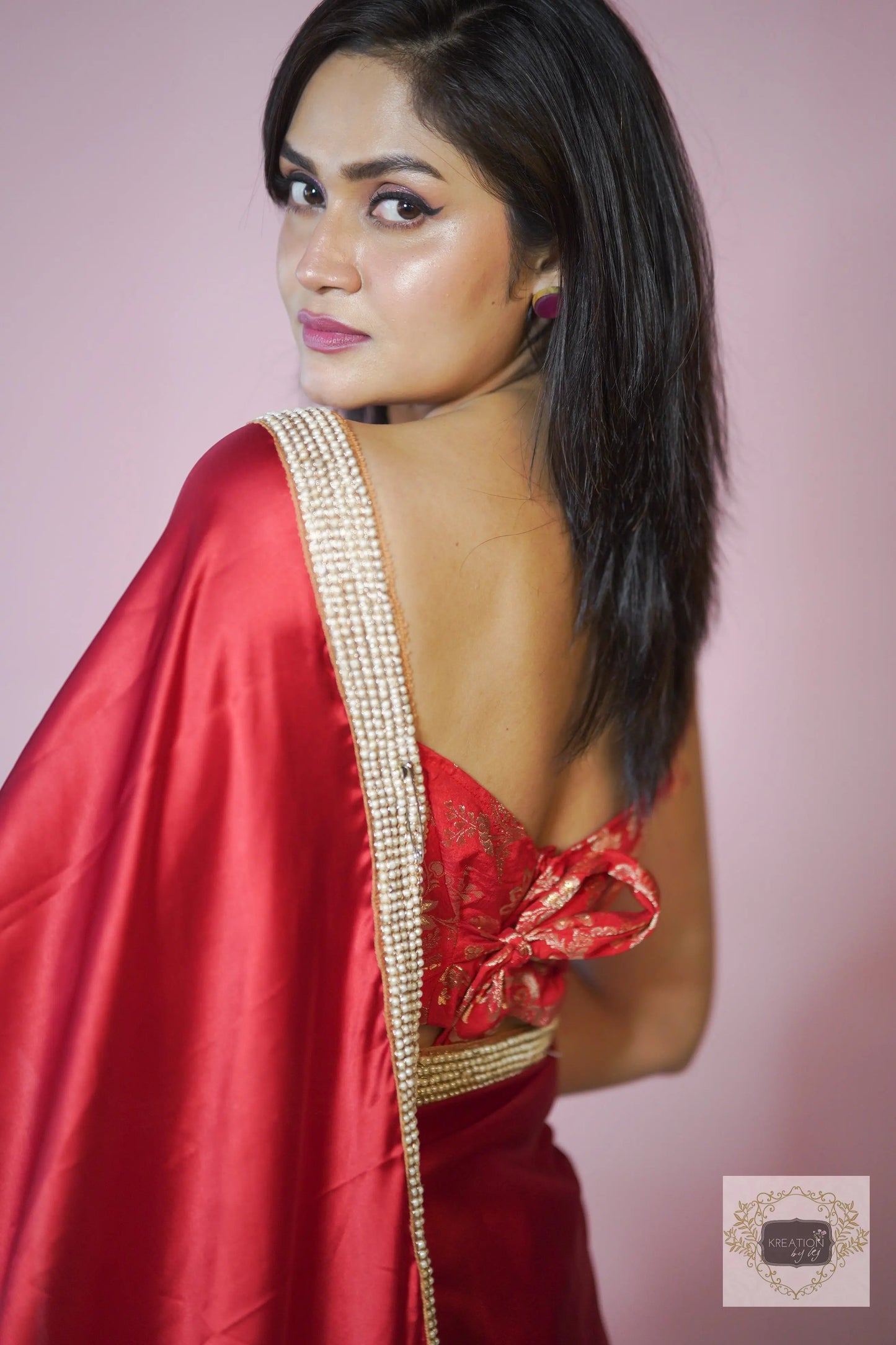 Surkh Laal Mother of Pearl Saree kreationbykj