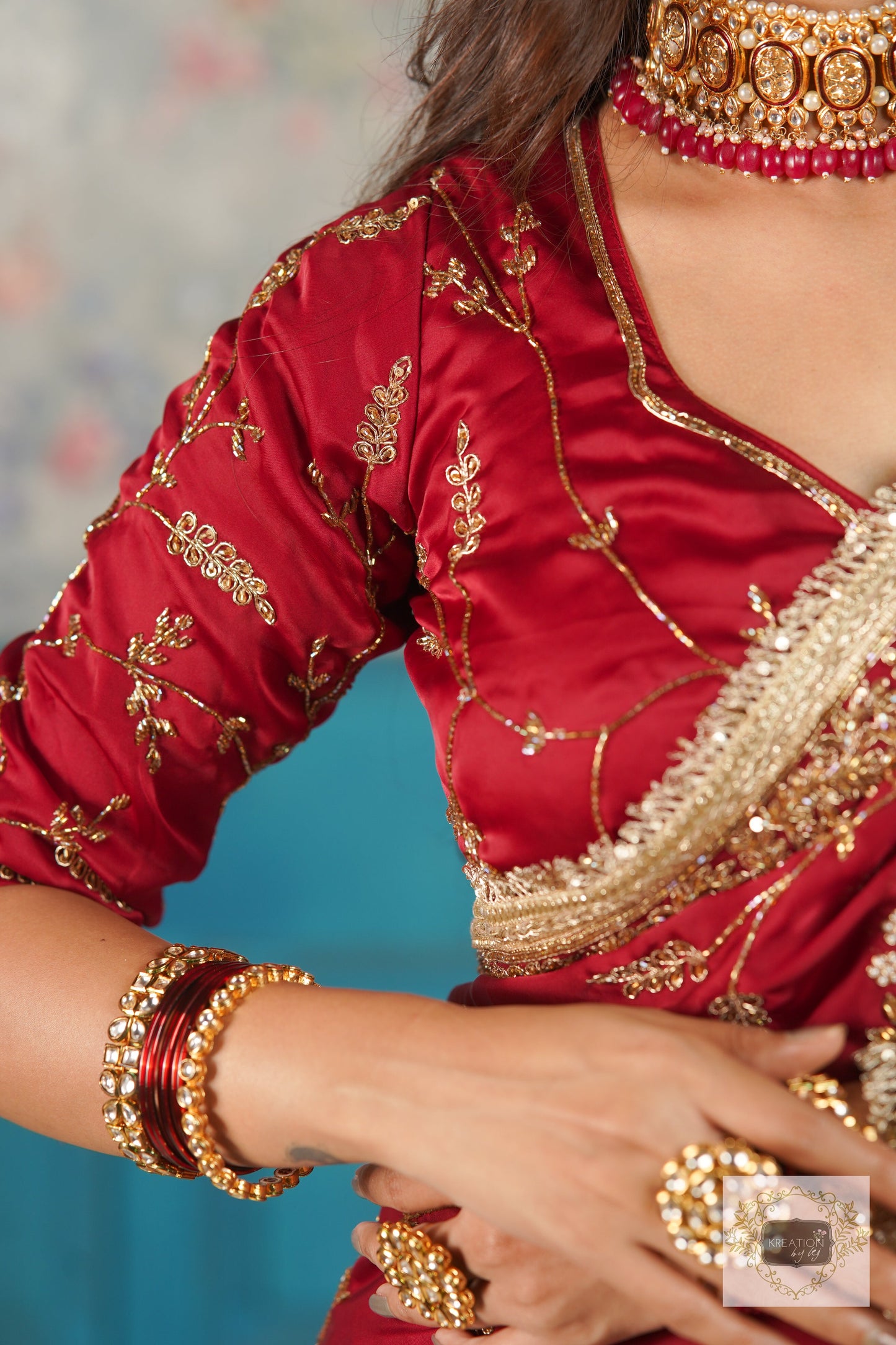 Din Shagan Da Maroon Bridal Crepe Silk Saree kreationbykj