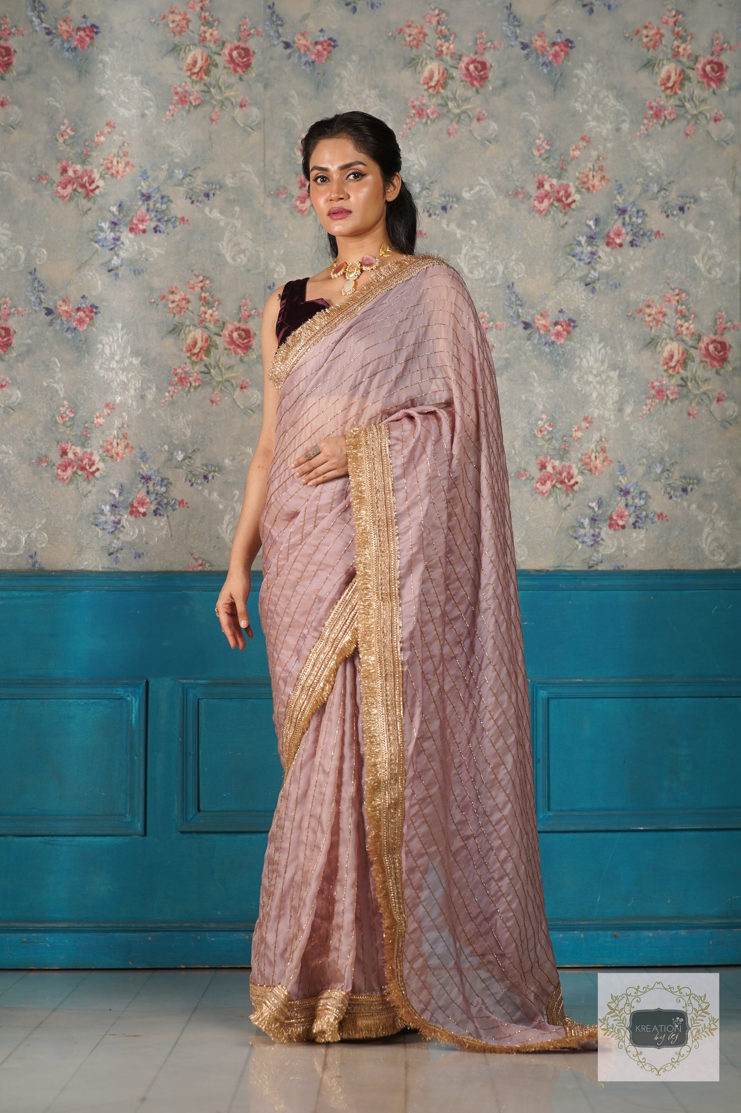 Lilac Net Noorani Banno Saree For Wedding kreationbykj