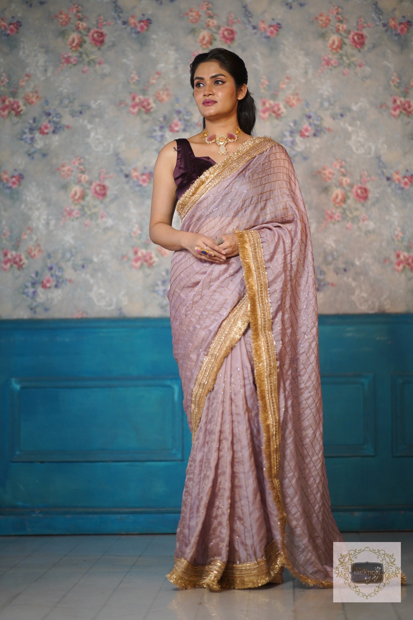 Lilac Net Noorani Banno Saree For Wedding kreationbykj