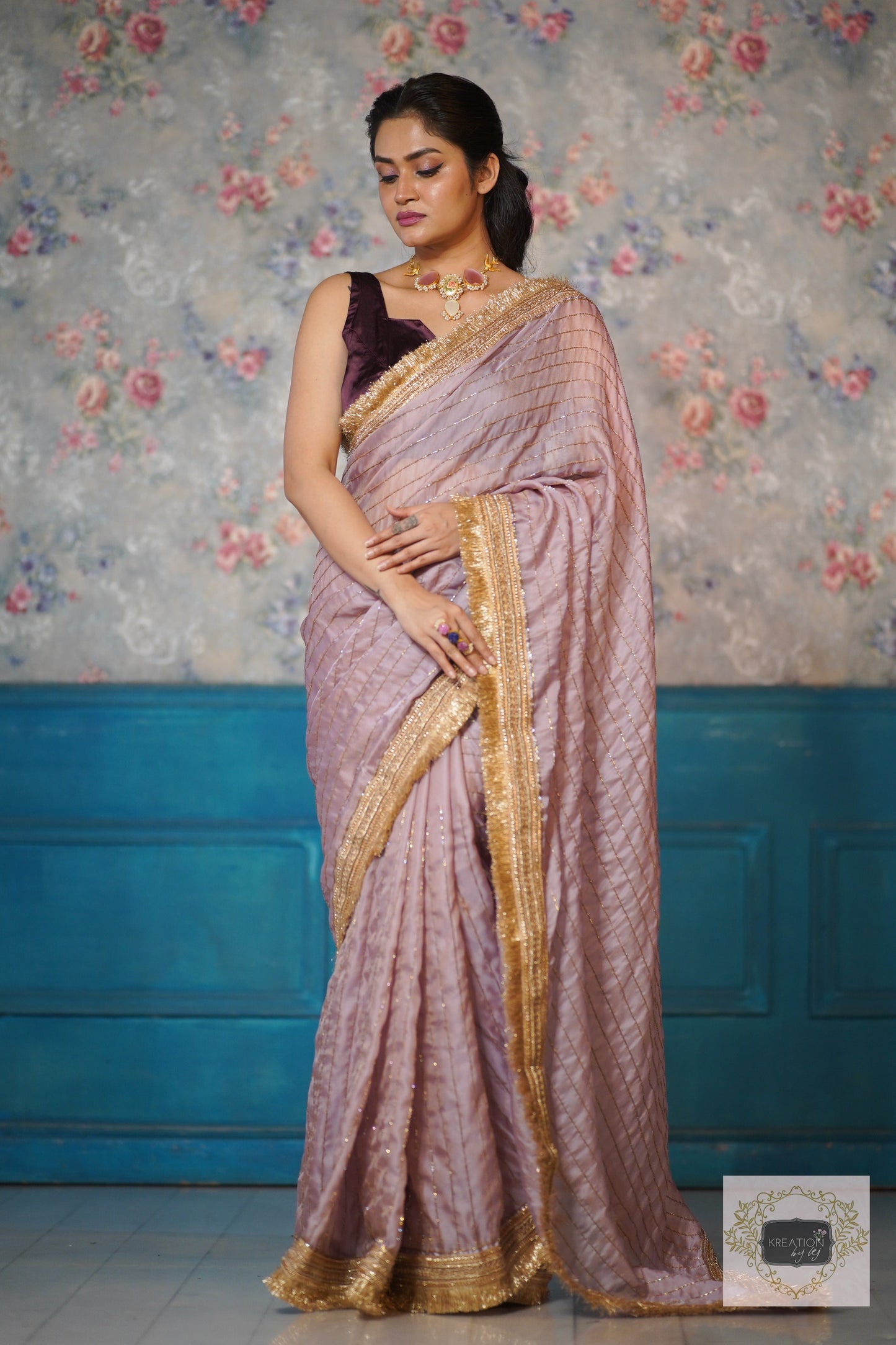 Lilac Net Noorani Banno Saree For Wedding kreationbykj