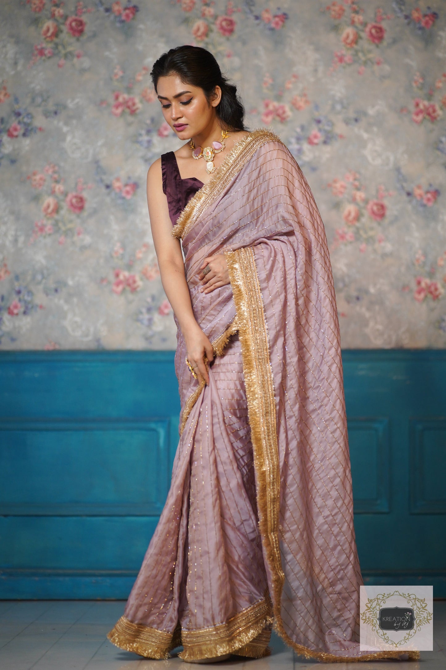 Lilac Net Noorani Banno Saree For Wedding kreationbykj