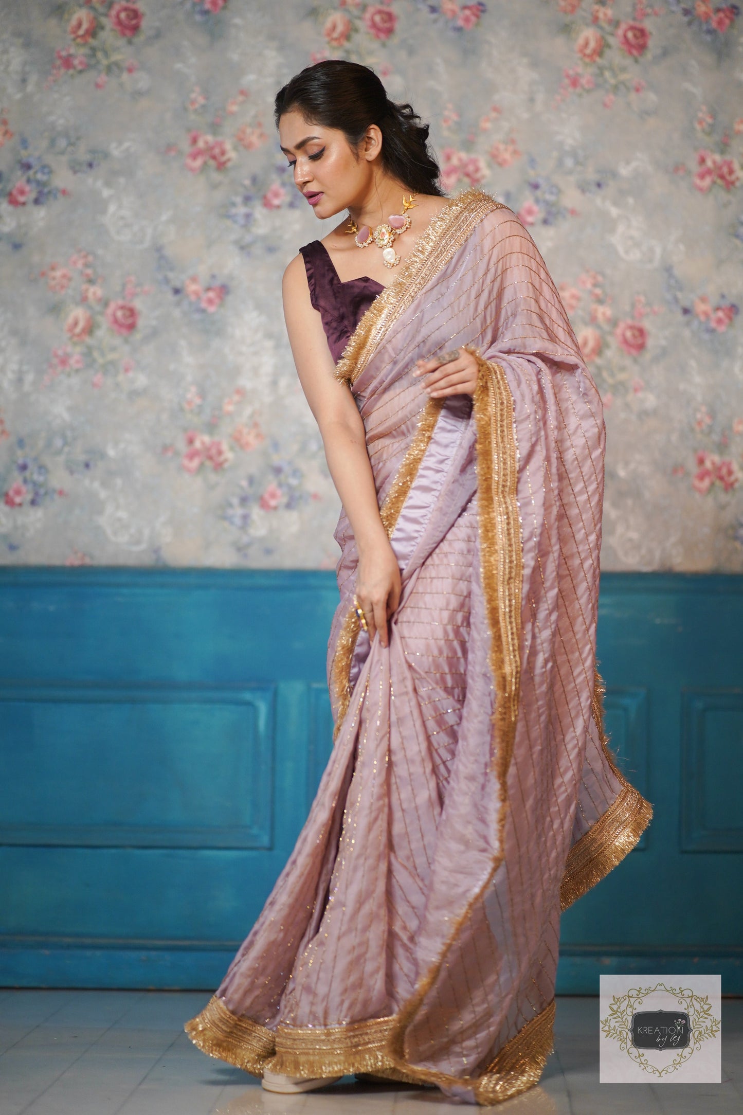Lilac Net Noorani Banno Saree For Wedding kreationbykj