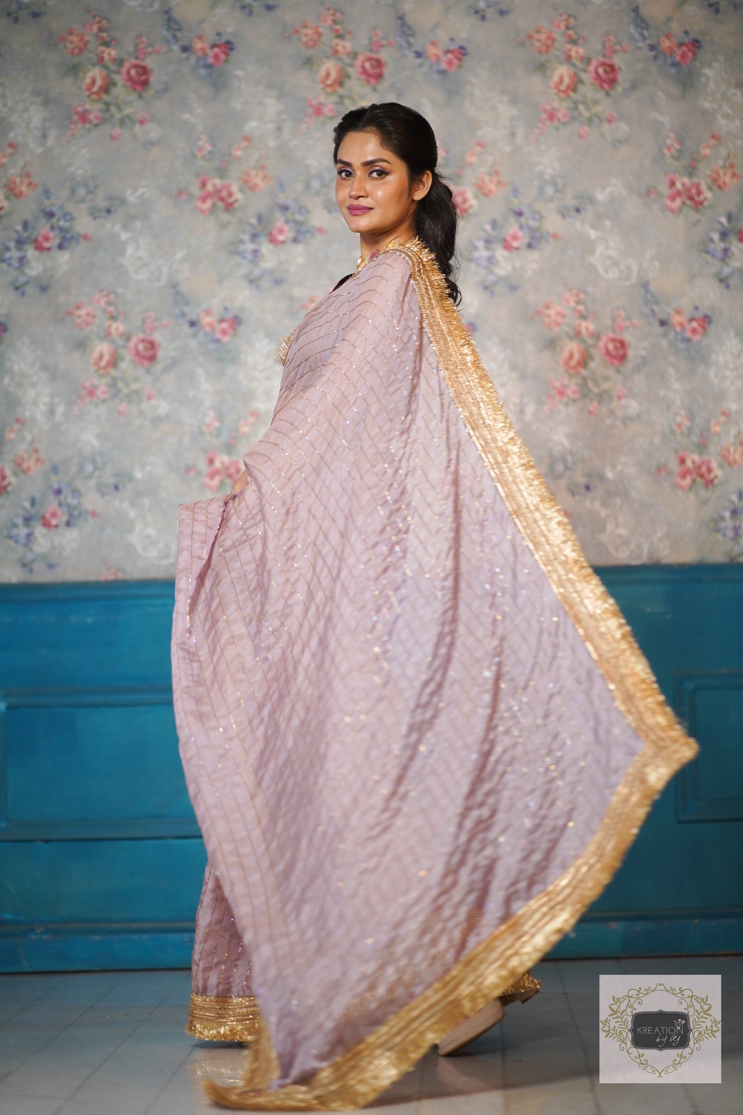 Lilac Net Noorani Banno Saree For Wedding kreationbykj