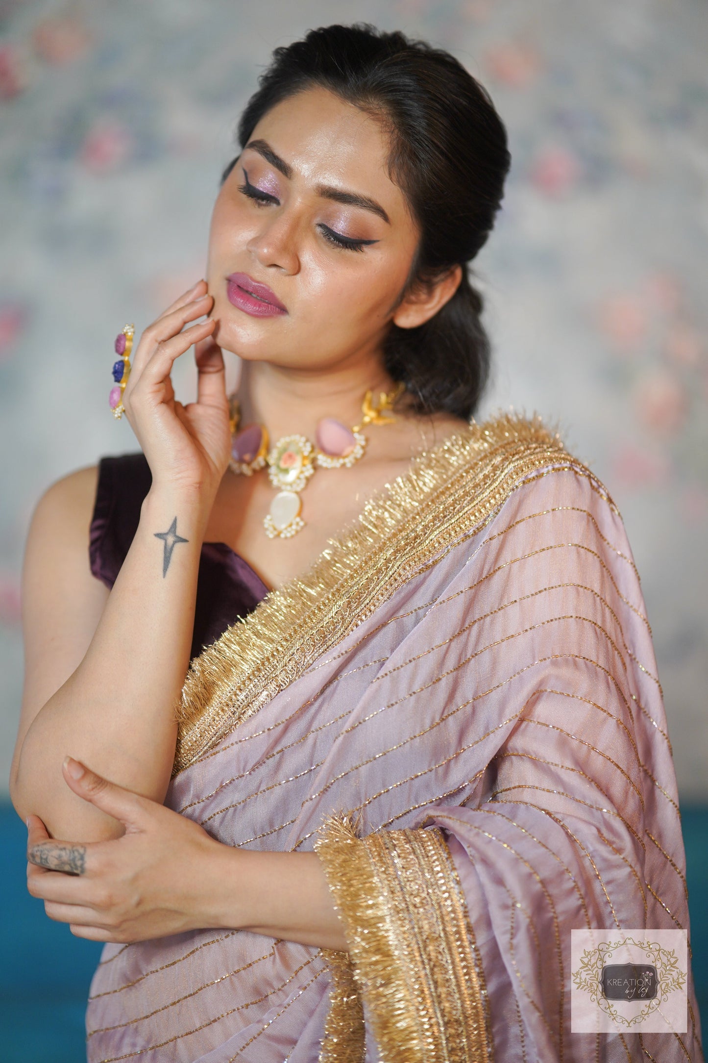 Lilac Net Noorani Banno Saree For Wedding kreationbykj