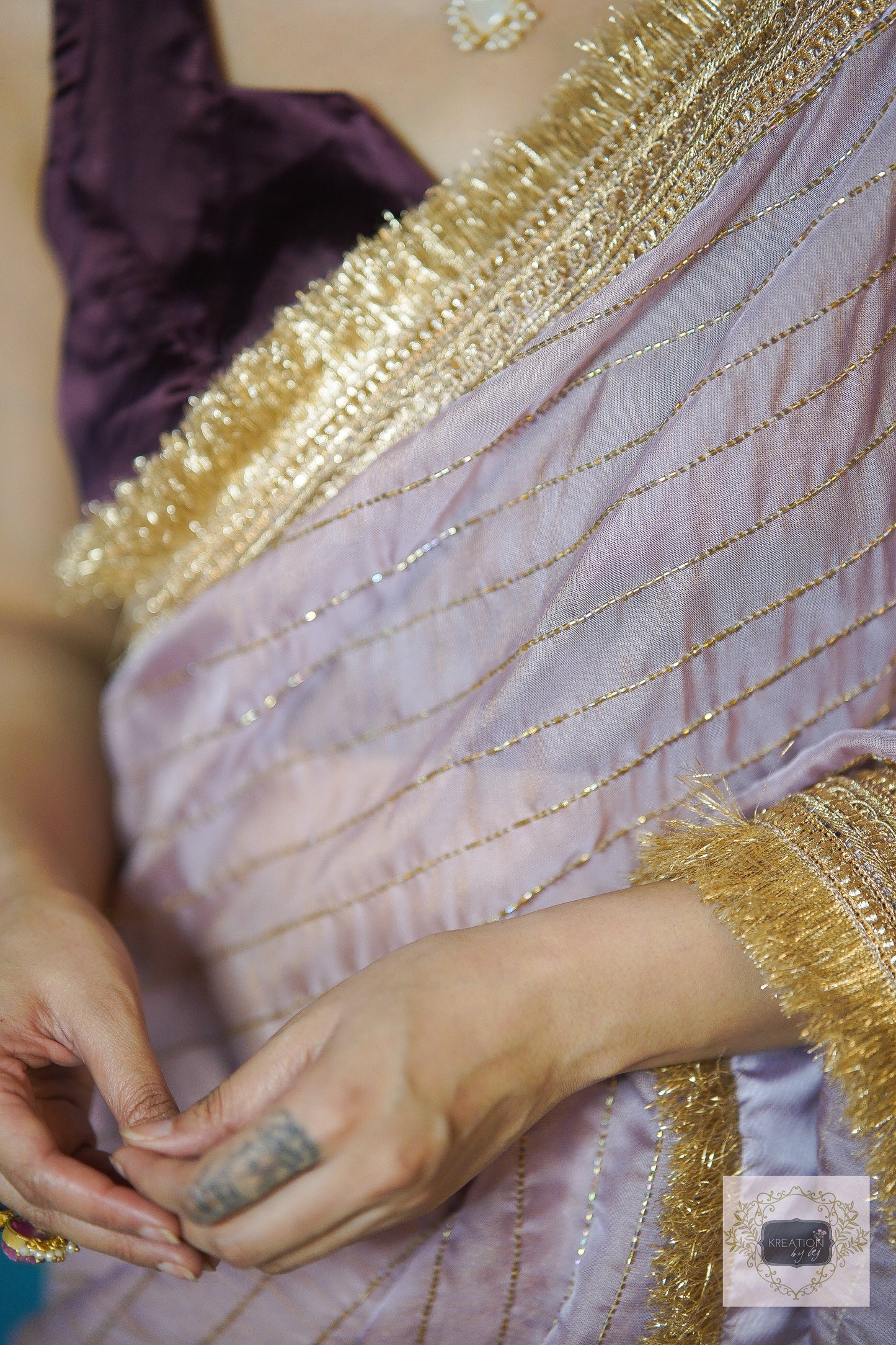 Lilac Net Noorani Banno Saree For Wedding kreationbykj