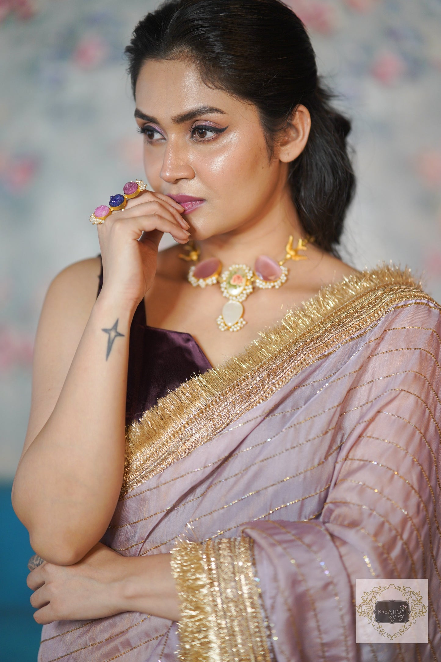 Lilac Net Noorani Banno Saree For Wedding kreationbykj