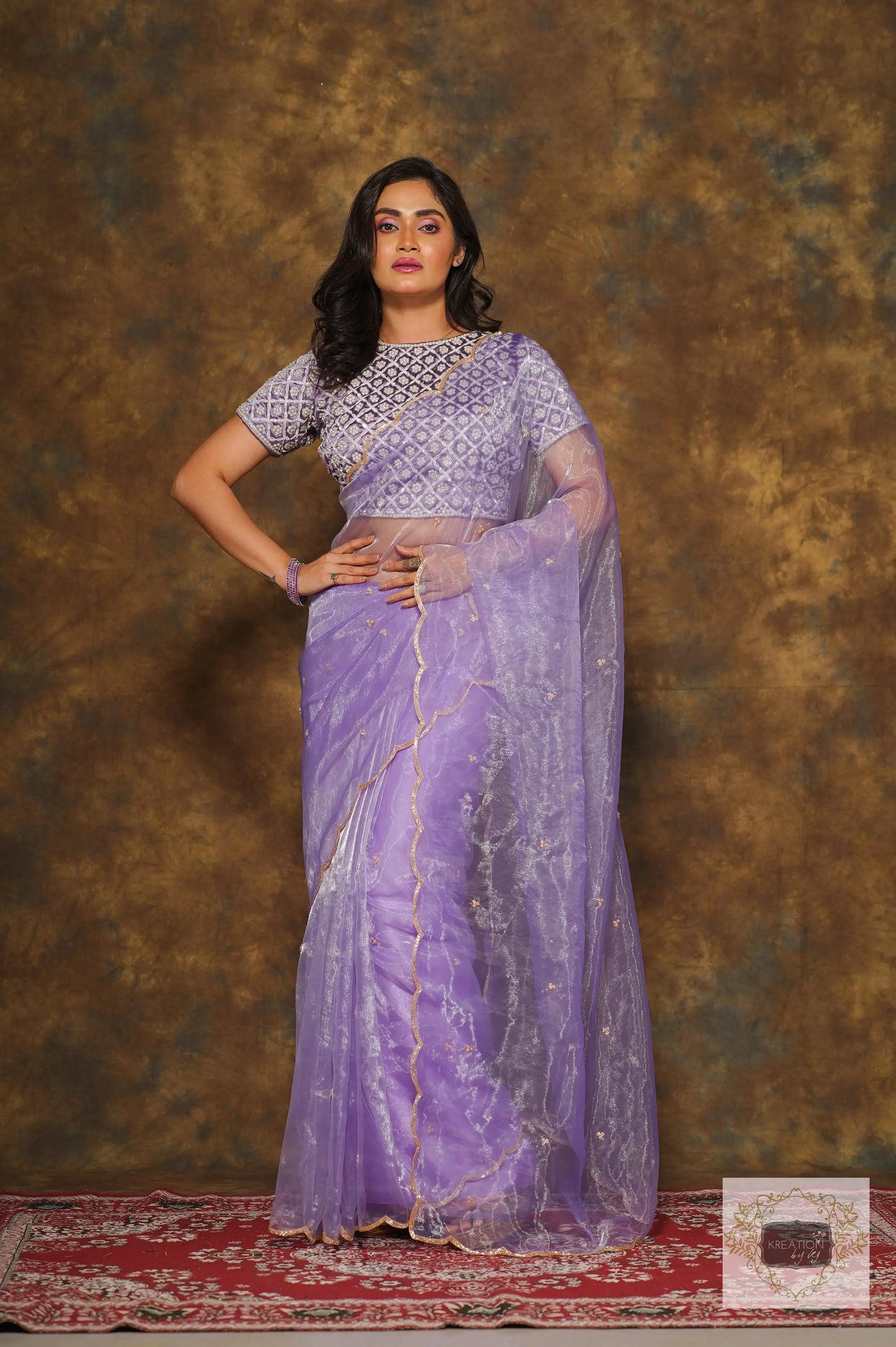 Starry Night Lavender Cocktail Saree kreationbykj