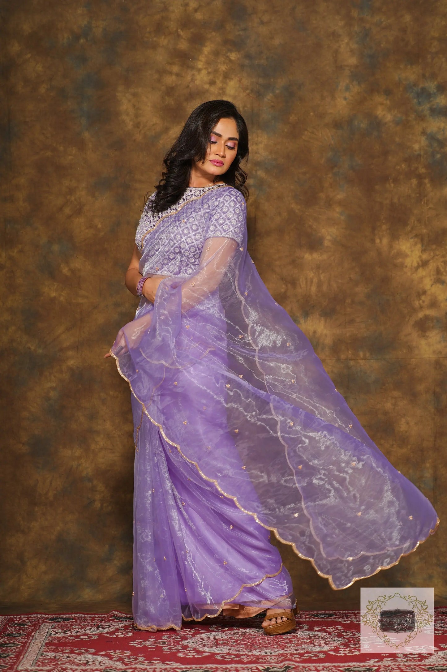 Starry Night Lavender Cocktail Saree kreationbykj