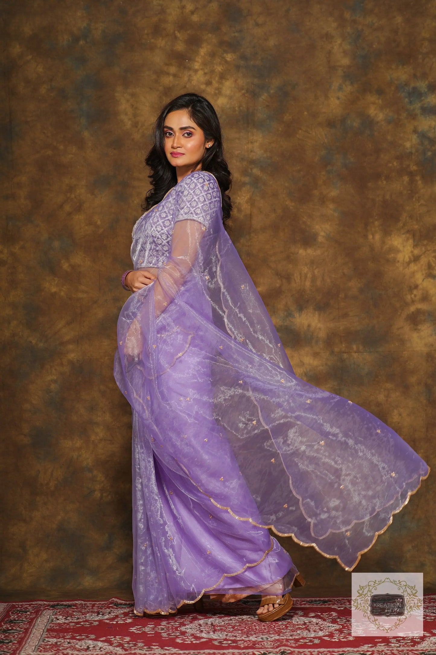 Starry Night Lavender Cocktail Saree kreationbykj