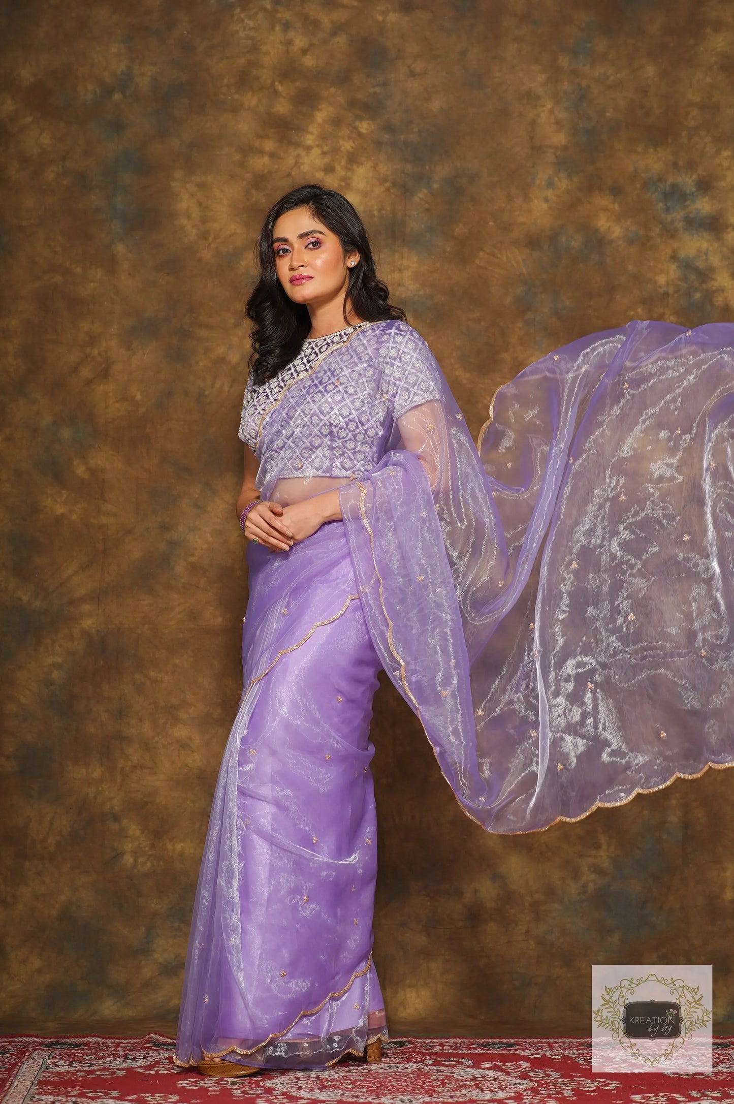 Starry Night Lavender Cocktail Saree kreationbykj