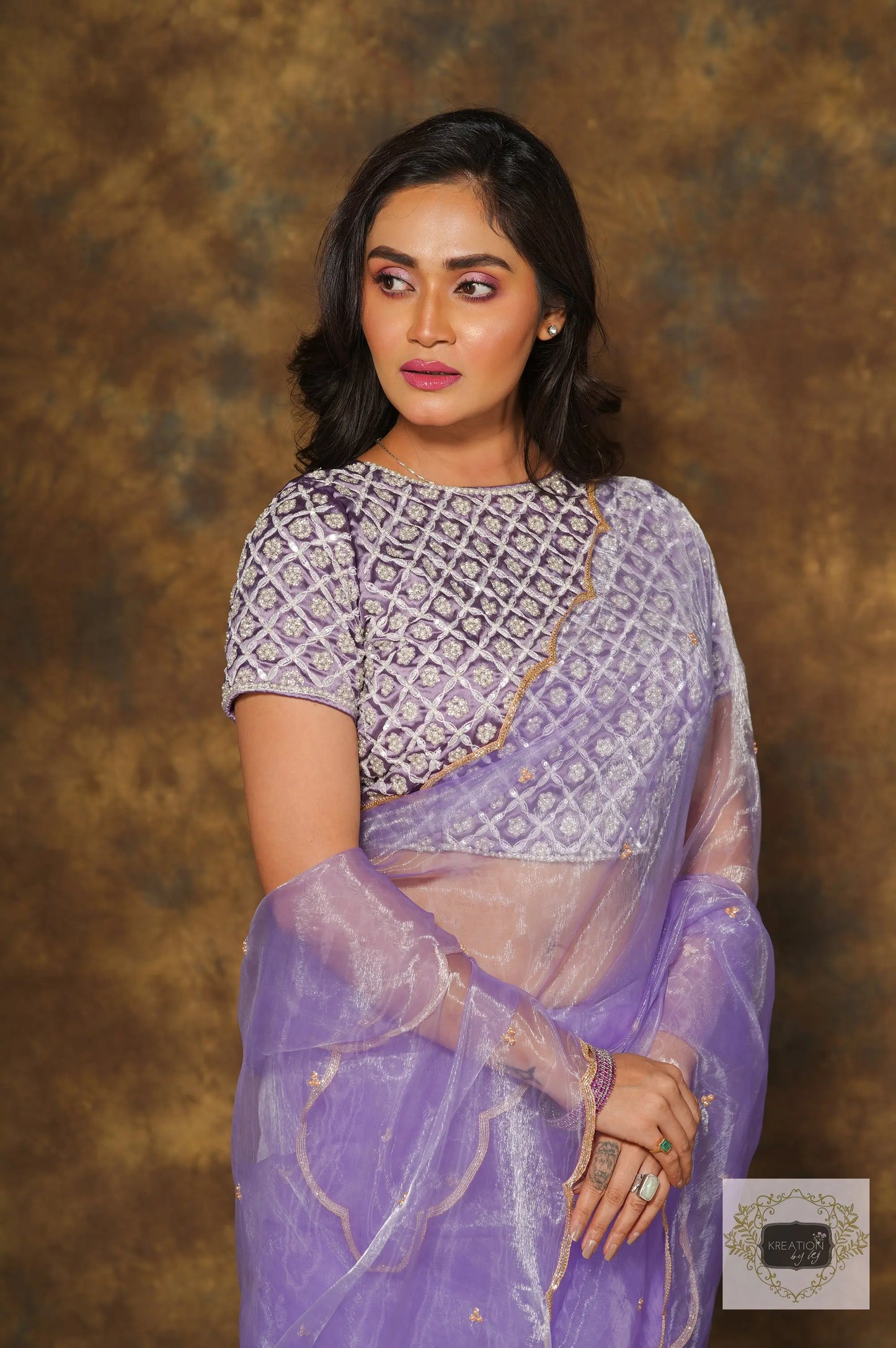Starry Night Lavender Cocktail Saree kreationbykj