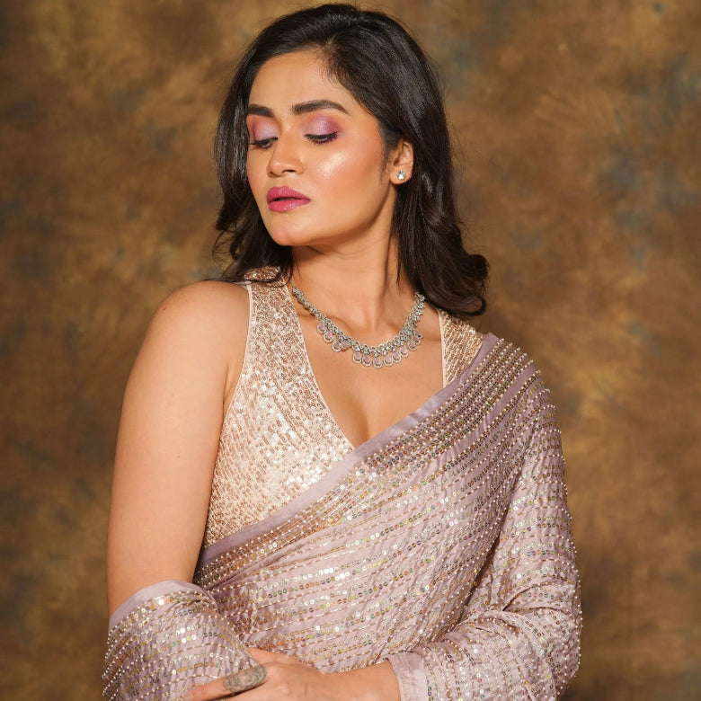 Lilac Chand Sifarish Saree kreationbykj