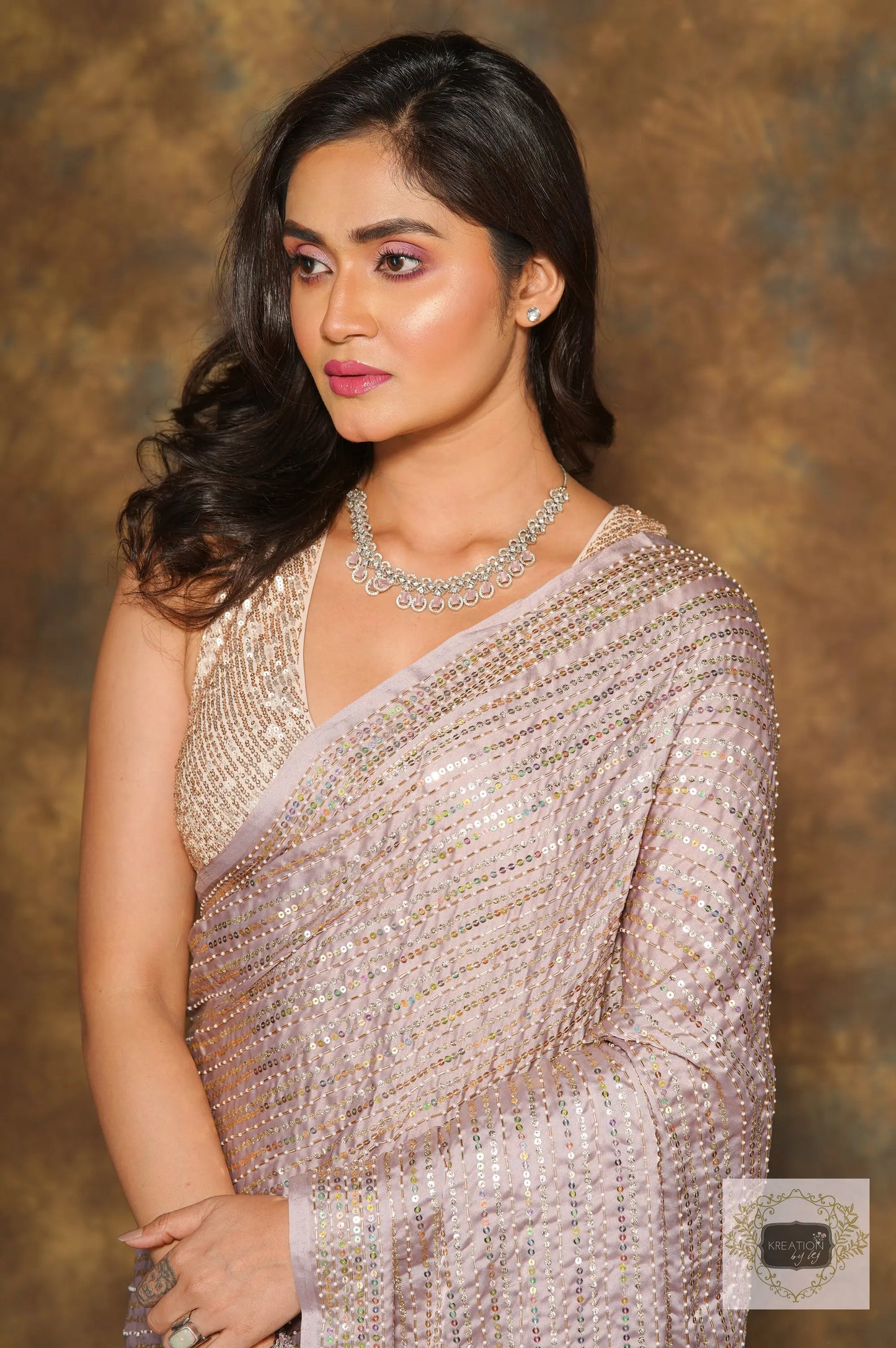Lilac Chand Sifarish Saree kreationbykj