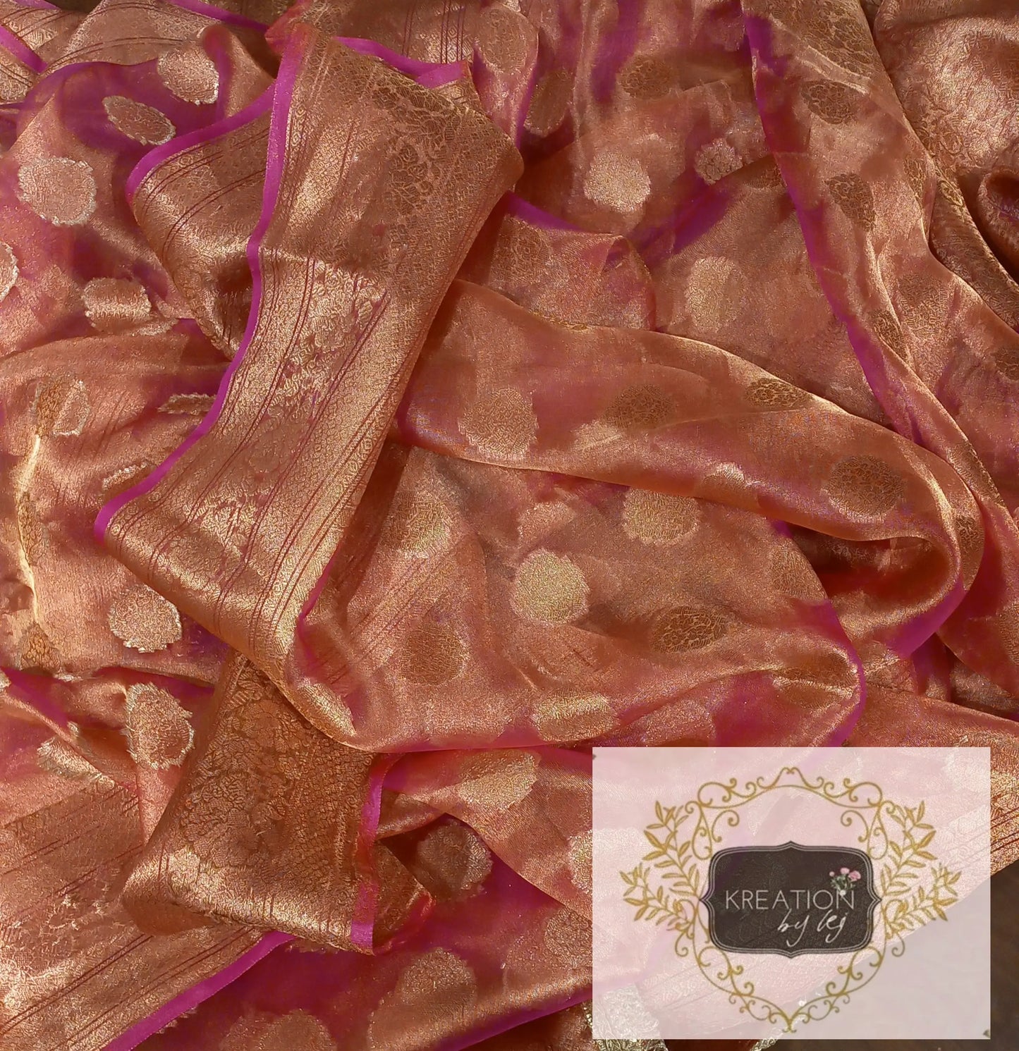 Pink Pure Tissue Zari work Saree kreationbykj