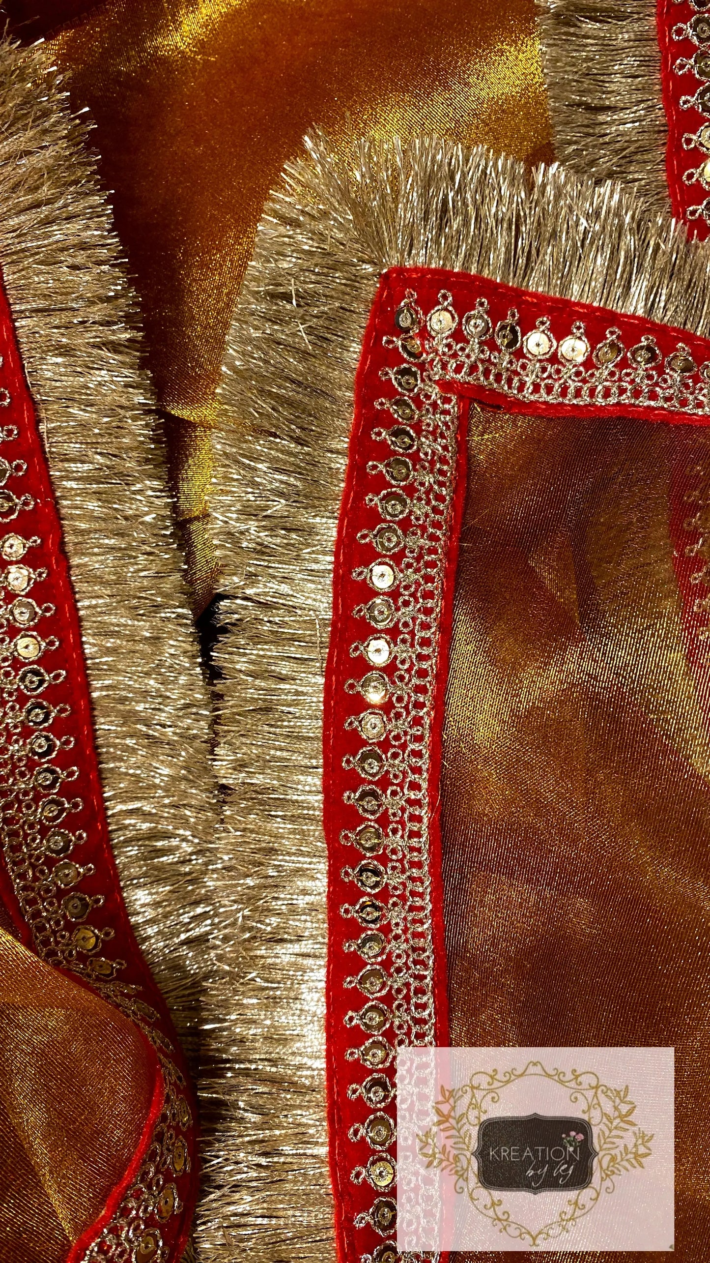 Fiery Gold Zari Tissue Banno Saree kreationbykj