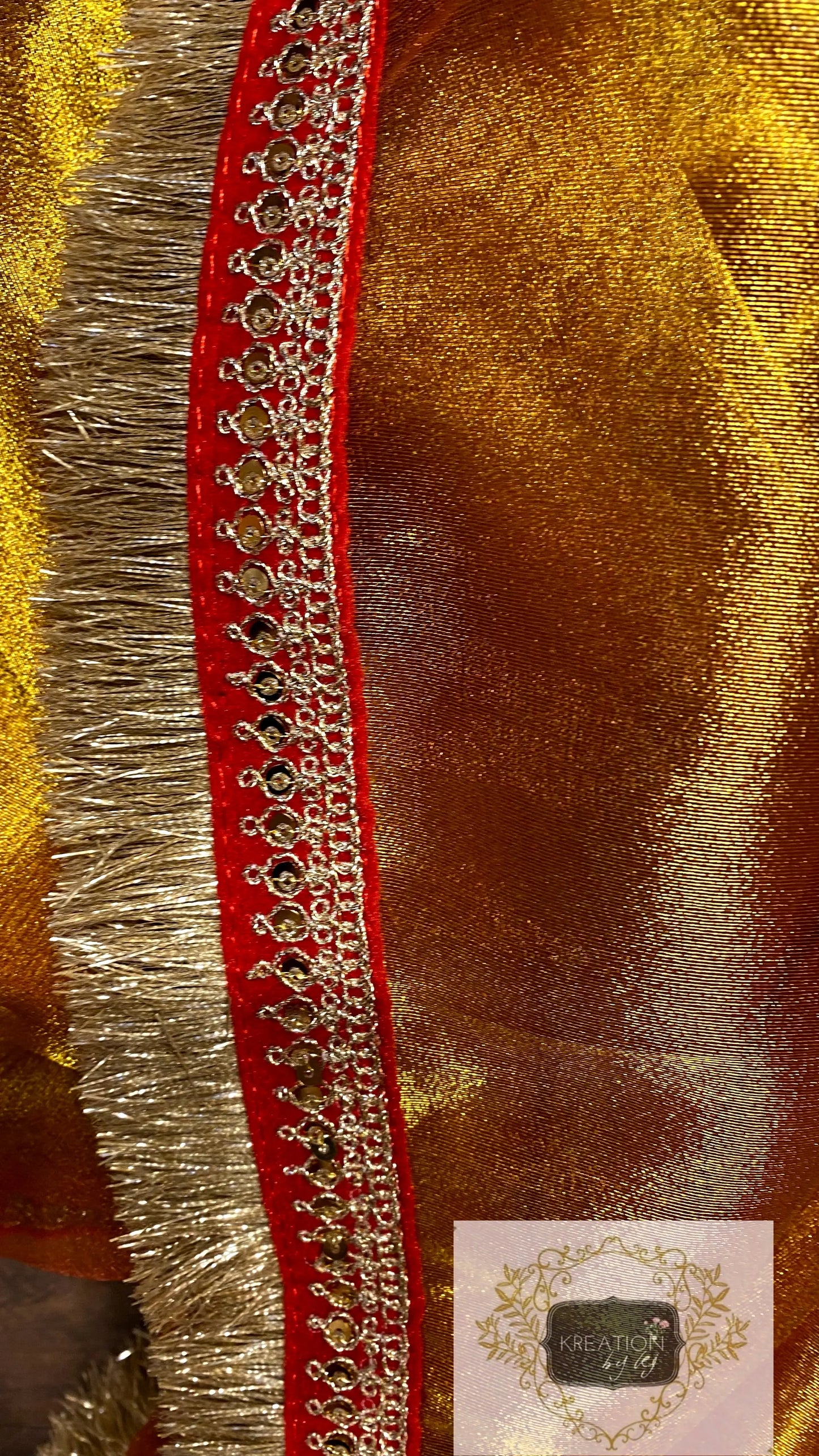 Fiery Gold Zari Tissue Banno Saree kreationbykj