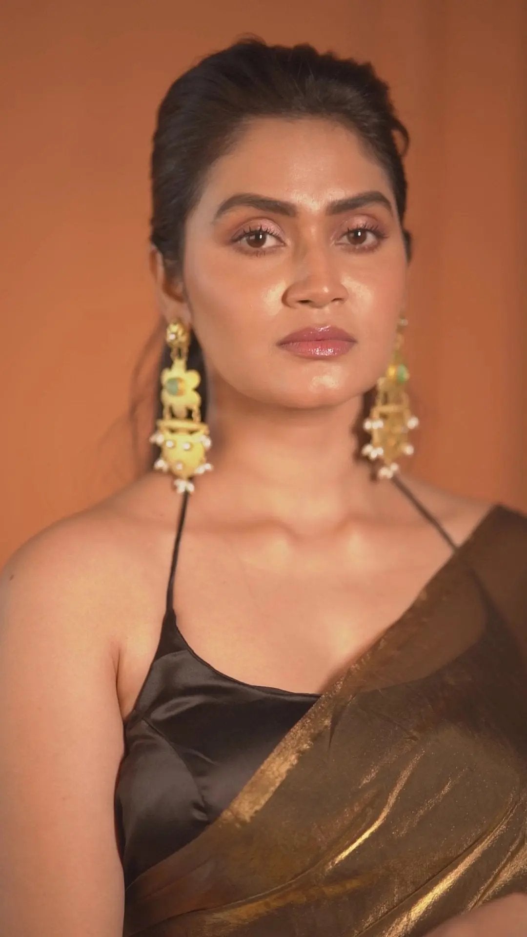 Black Glam Satin Blouse kreationbykj