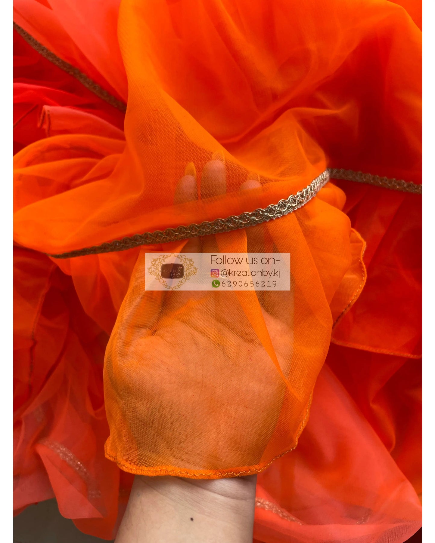 Orange Ombré Ruffle Saree kreationbykj