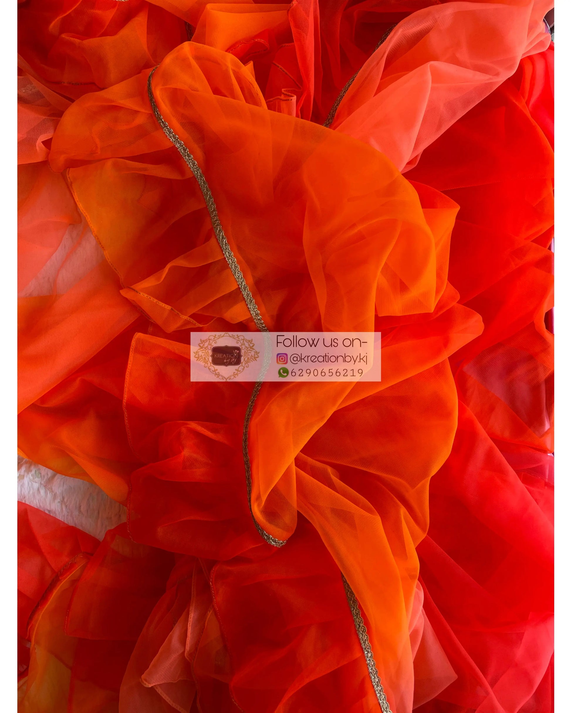Orange Ombré Ruffle Saree kreationbykj