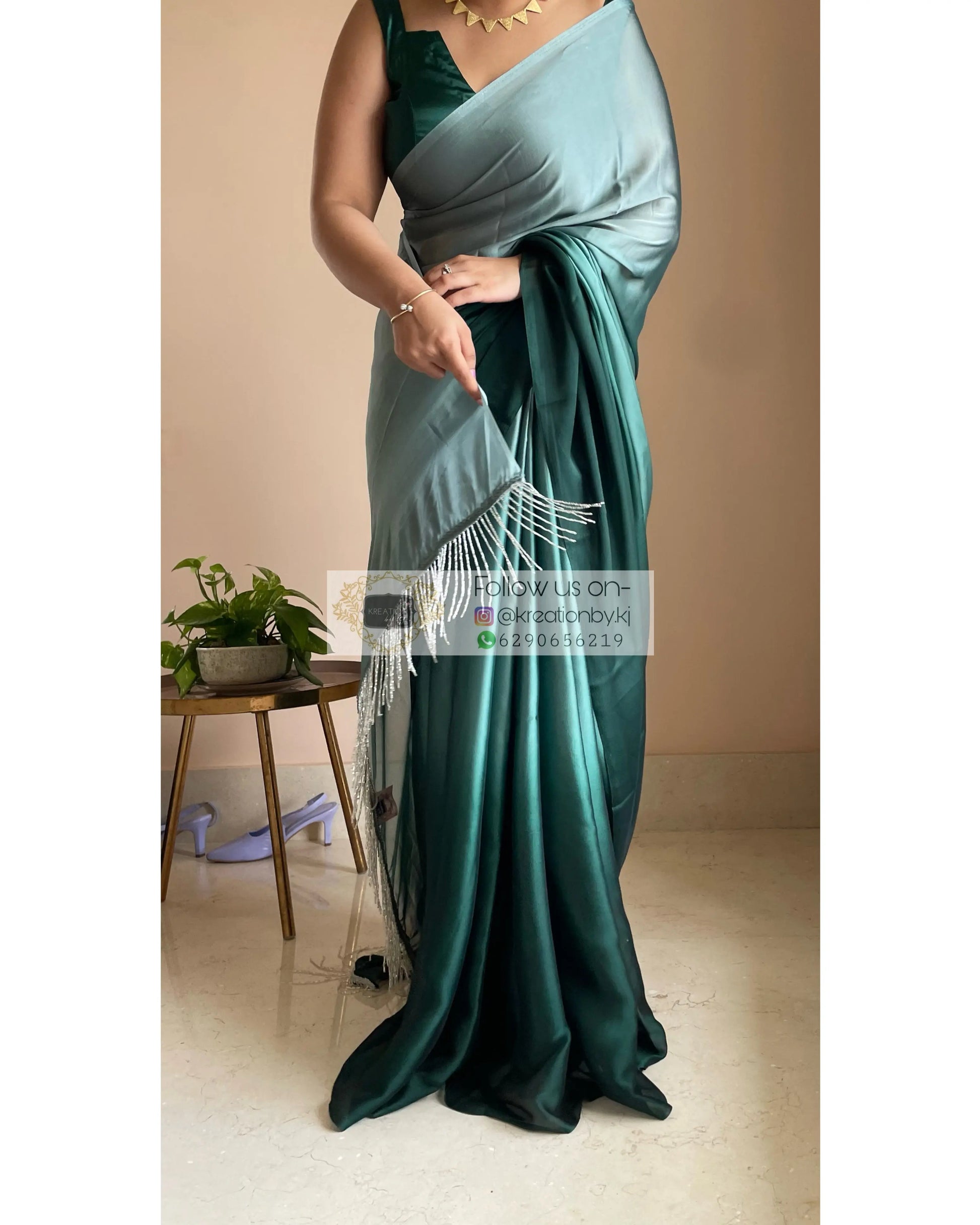 Agate Ombré Georgette Cocktail Saree kreationbykj