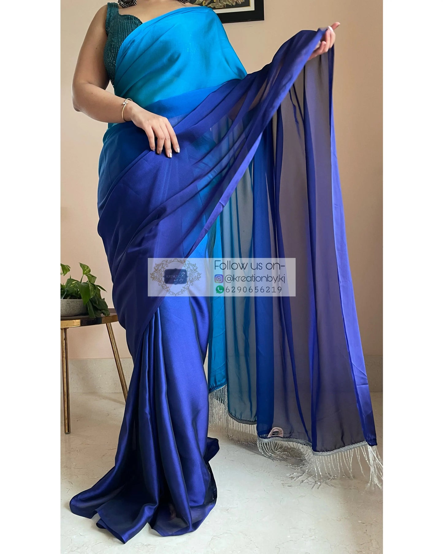 Siyahi Ombré Georgette Saree kreationbykj