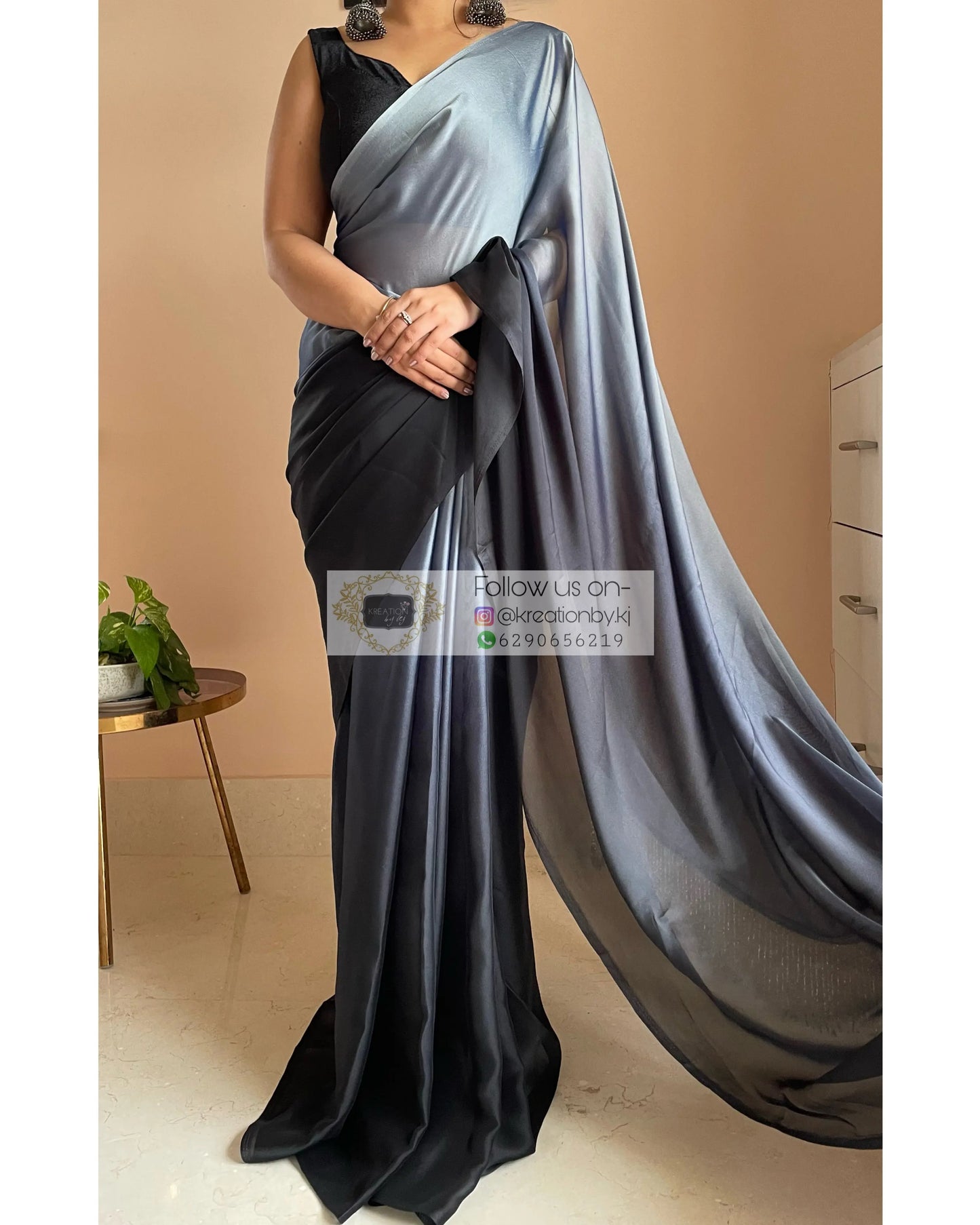 Badra Bahar Ombré Georgette Cocktail Saree kreationbykj