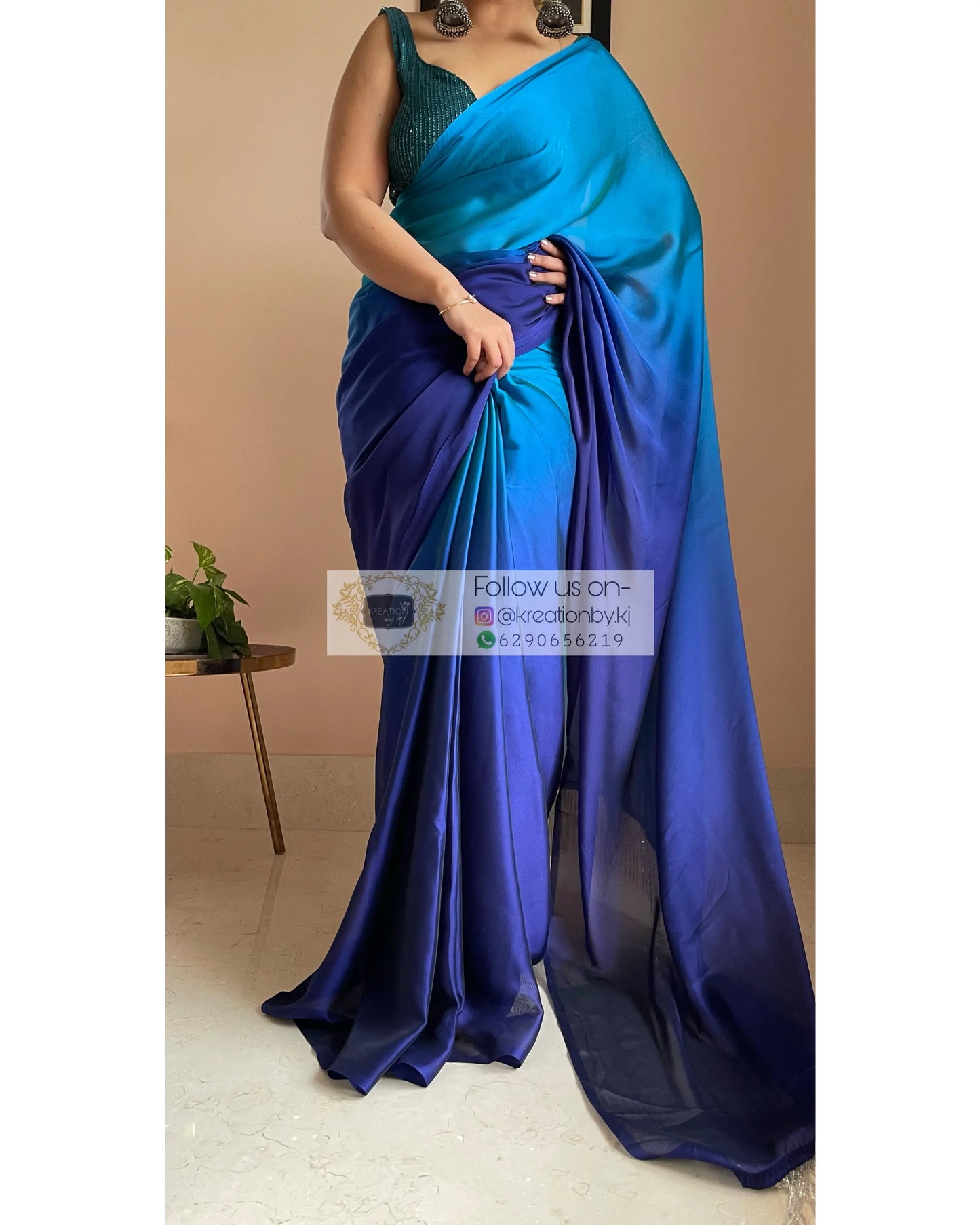 Siyahi Ombré Georgette Saree kreationbykj