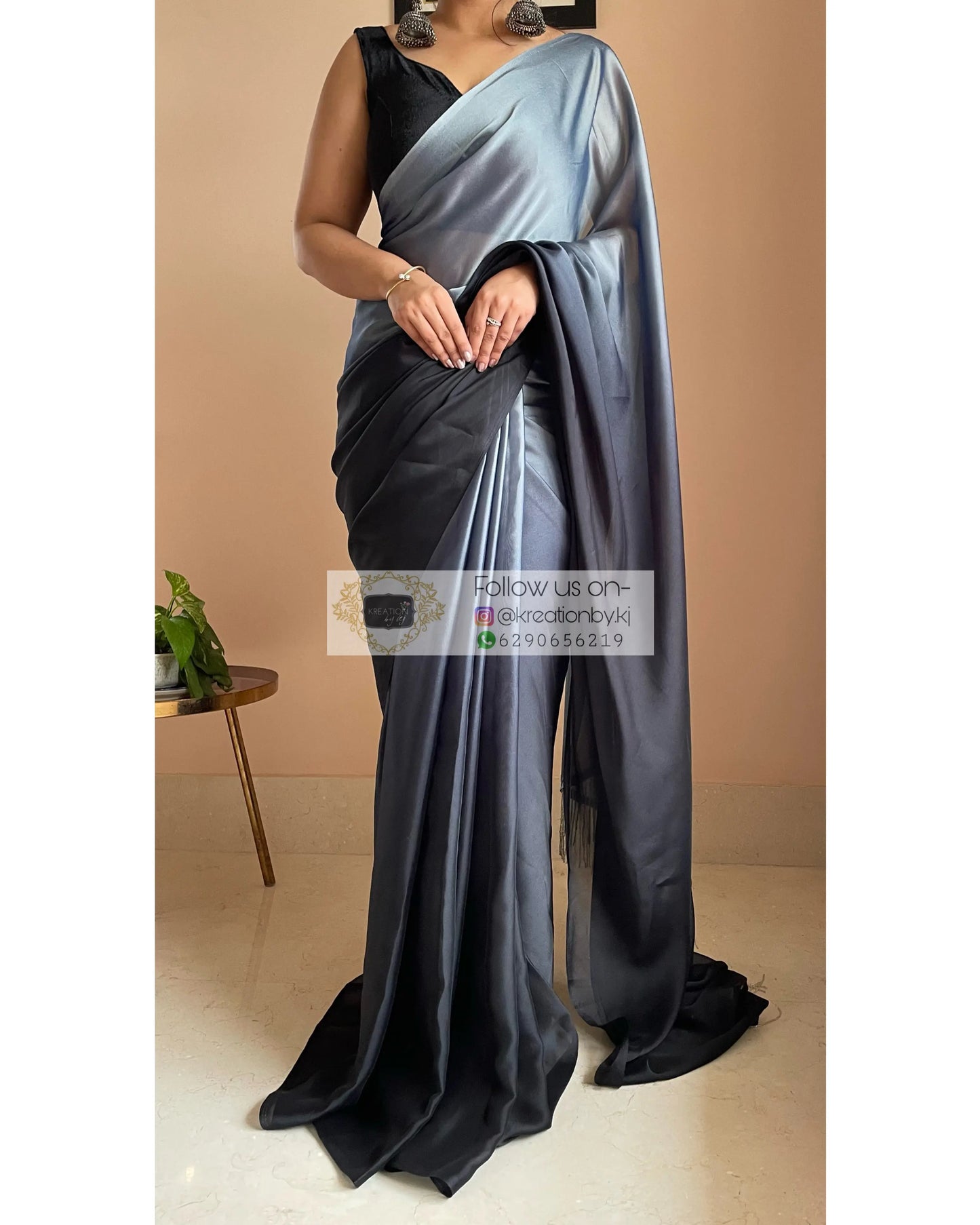 Badra Bahar Ombré Georgette Cocktail Saree kreationbykj