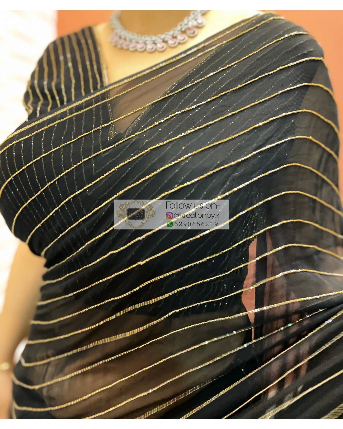 Noorani Black Georgette Saree - kreationbykj