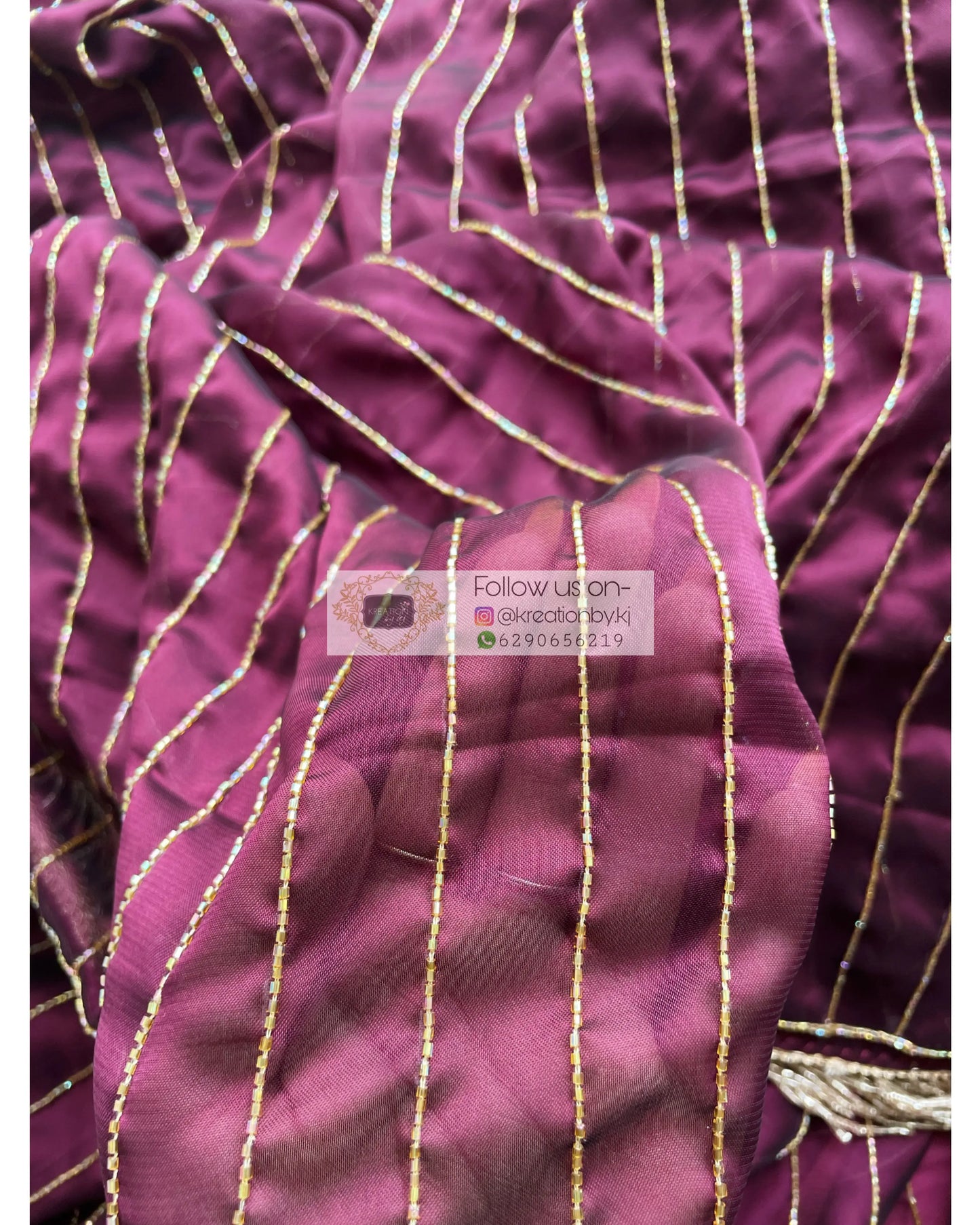 Aubergine Noorani Georgette Cocktail Saree kreationbykj