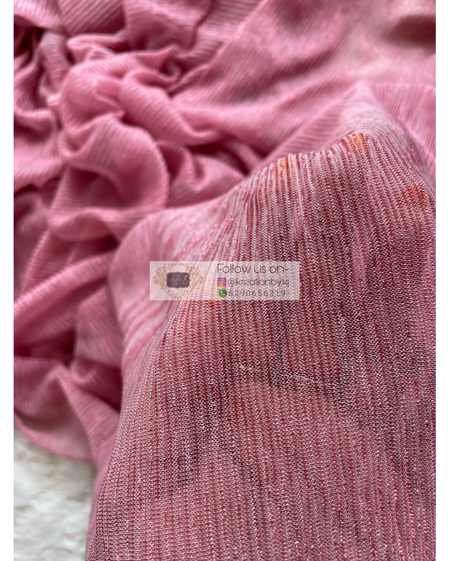 Mauve Shimmer Pleated Net Saree for First Date kreationbykj